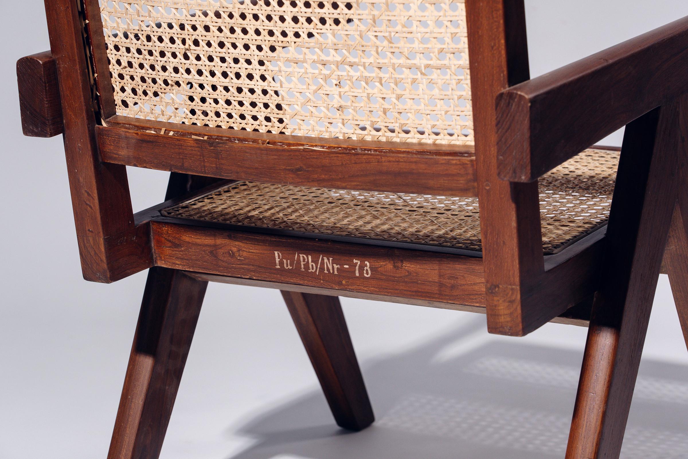 Sillón de Pierre Jeanneret para Chandigarh, India, circa 1955-56 Tejido a mano en venta
