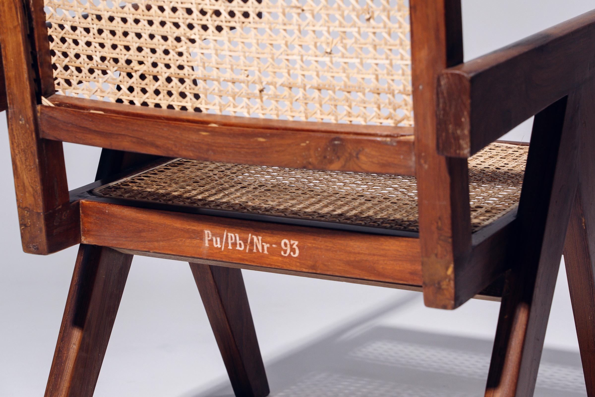 Sillón de Pierre Jeanneret para Chandigarh, India, circa 1955-56 Tejido a mano en venta