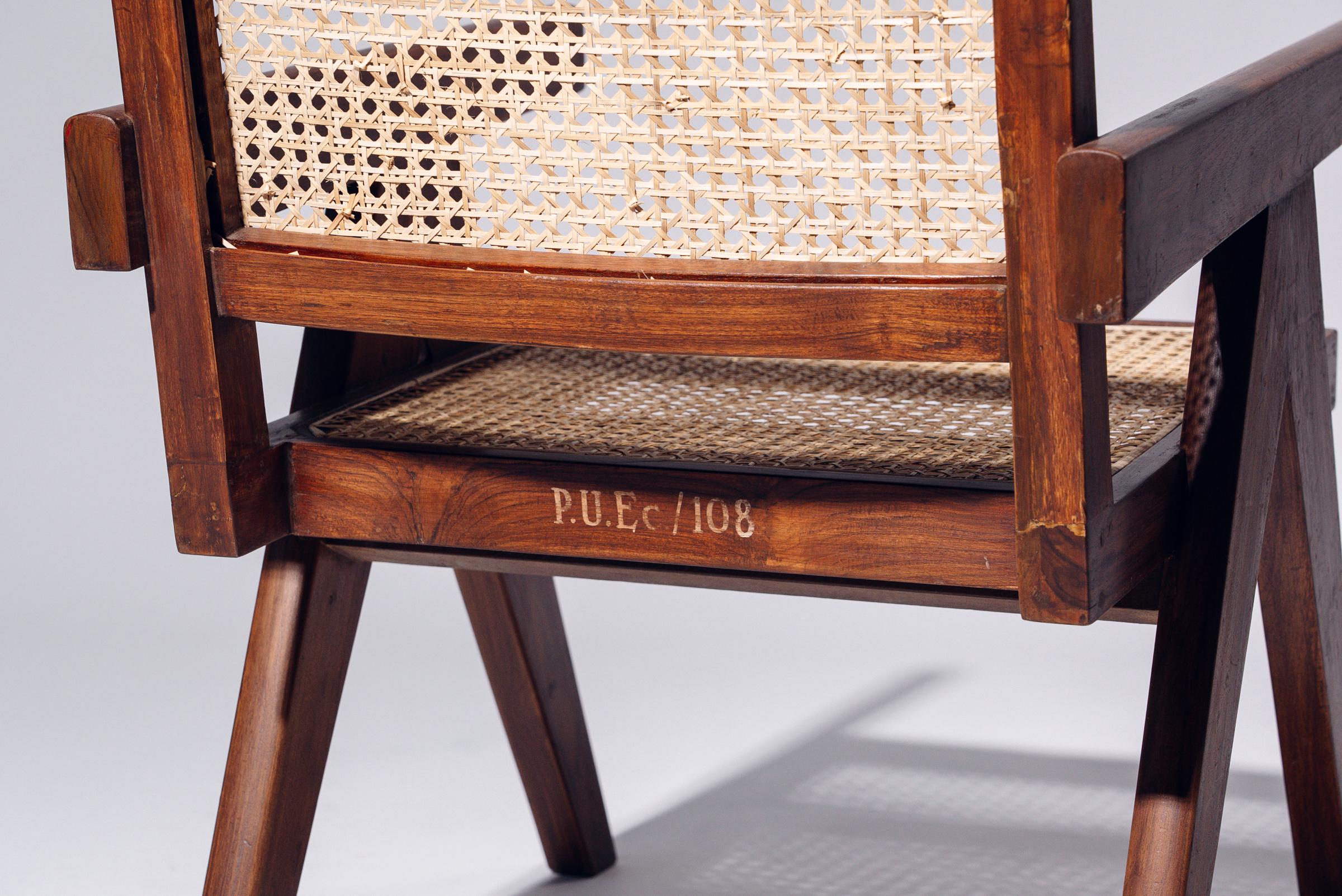 Sessel von Pierre Jeanneret für Chandigarh, Indien, ca. 1955-56 (Handgewebt) im Angebot