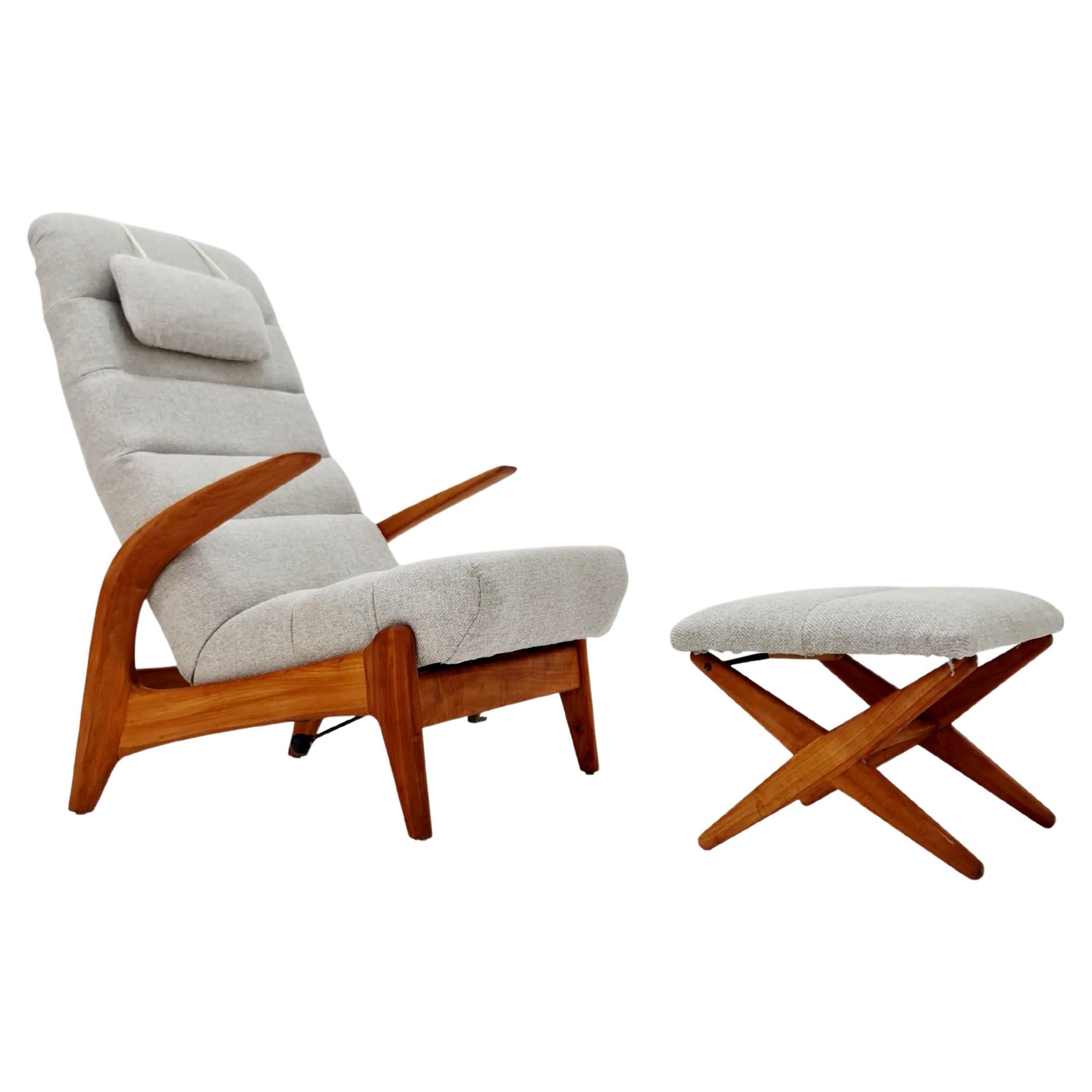 Easy chair by Rolf Rastad & Adolf Relling For Goldfeder, Adjustable Ottoman 1960