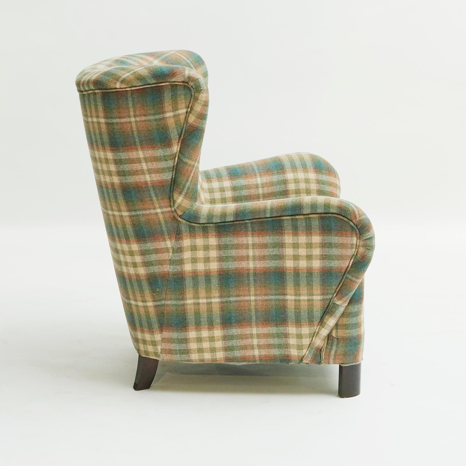 Modern Easy Chair, Danish, Reupholstered with Mulberry Fabric