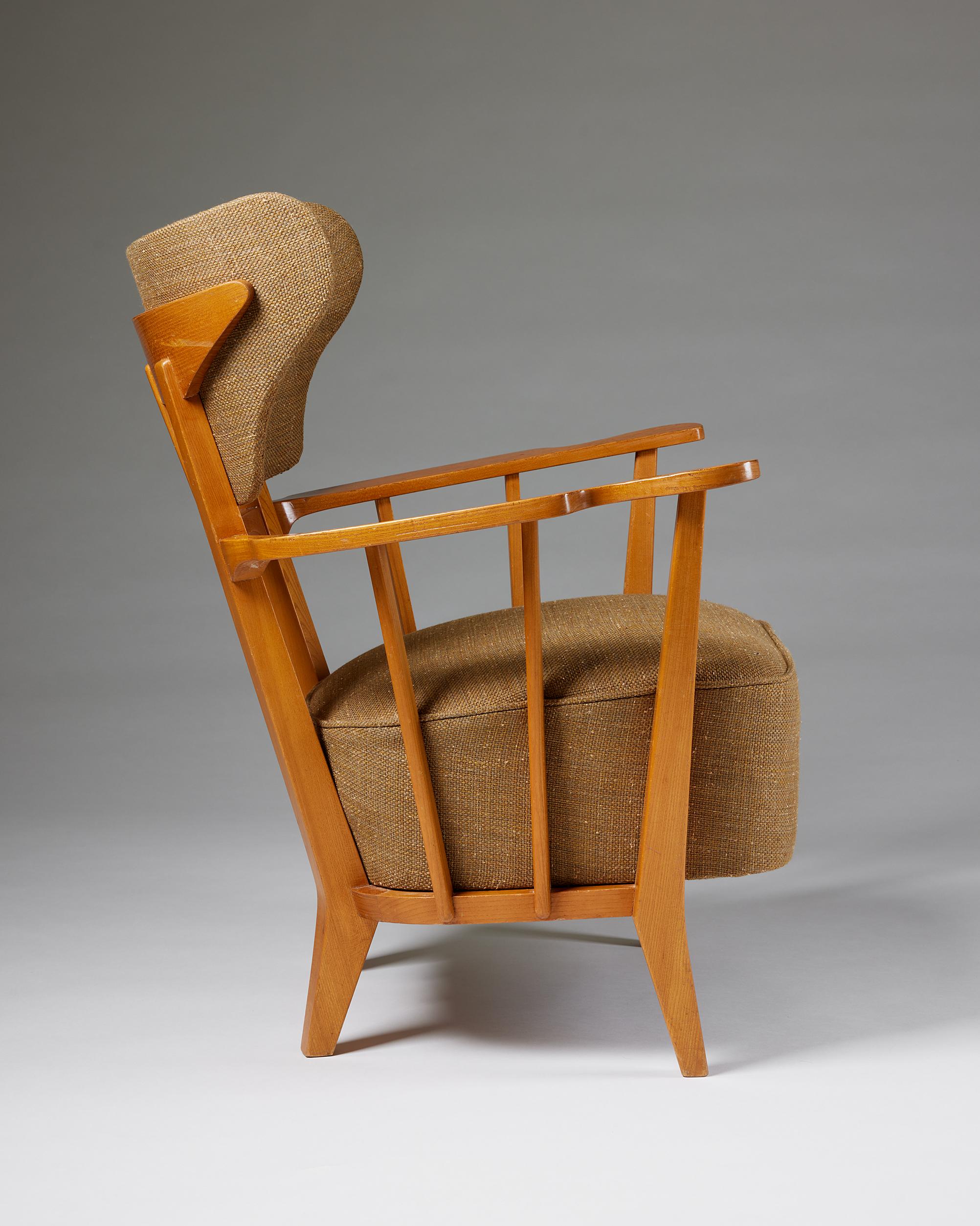 Textile Easy chair designed by Alvar Andersson for Ferdinand Lundquist & Co For Sale