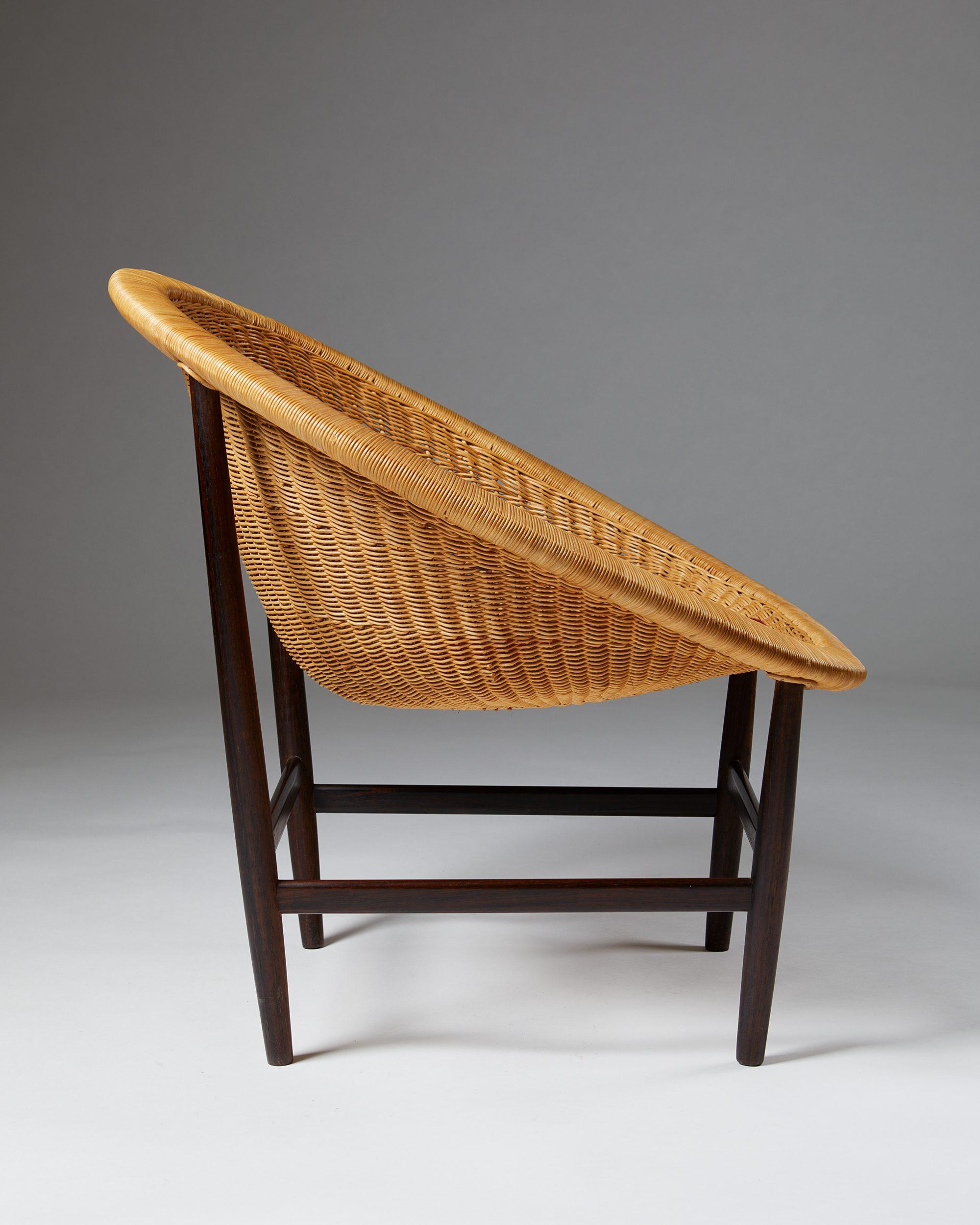 Mid-Century Modern Easy Chair Designé par Nanna Ditzel pour Ludvig Pontoppidan, Danemark, années 1950 en vente