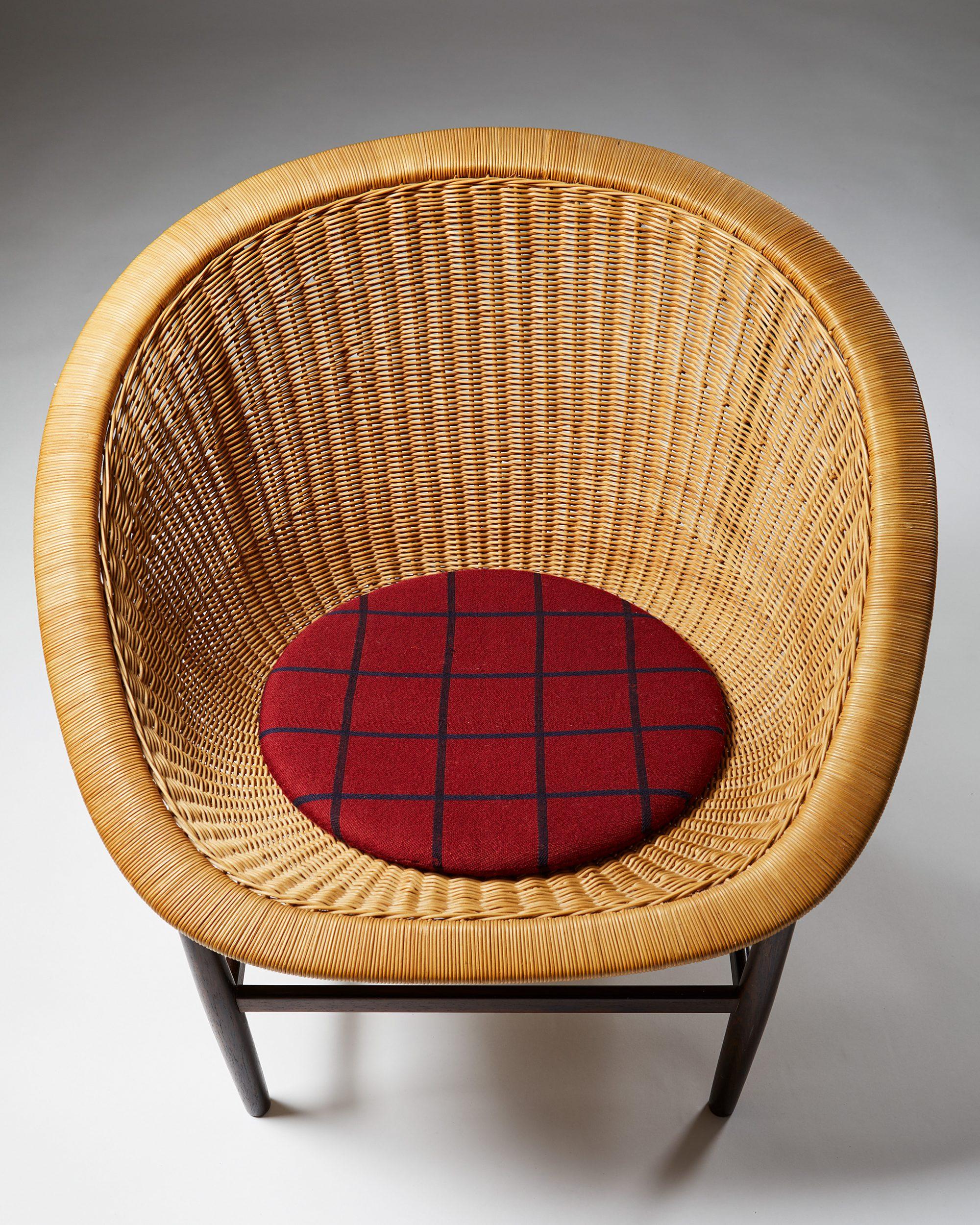 Canne Easy Chair Designé par Nanna Ditzel pour Ludvig Pontoppidan, Danemark, années 1950 en vente