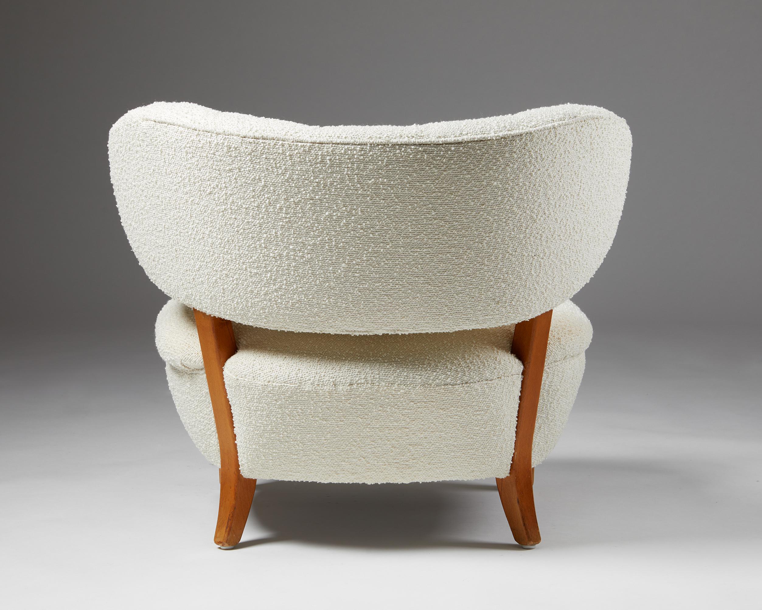 20th Century Easy Chair Designed by Otto Shulz for Boet, Sweden, 1940s For Sale