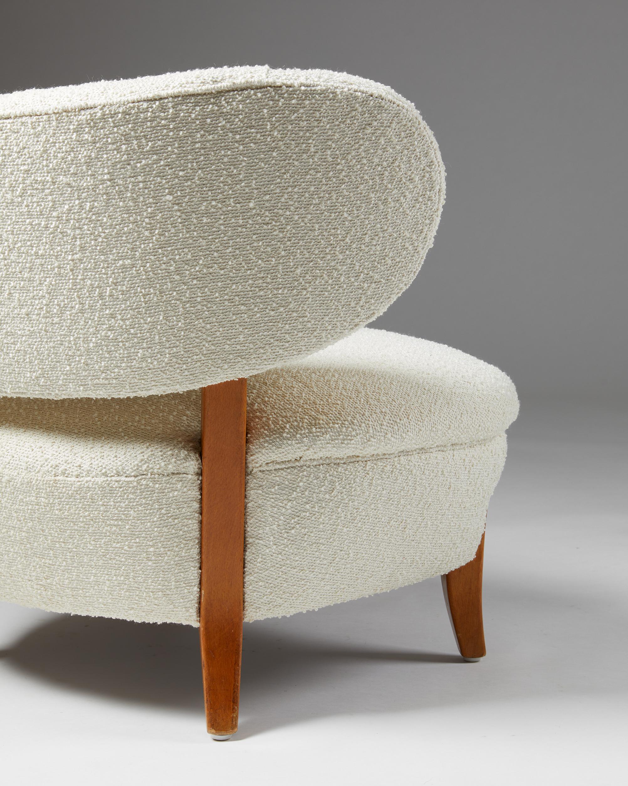 Wool Easy Chair Designed by Otto Shulz for Boet, Sweden, 1940s For Sale