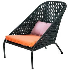 Easy Chair for Exterior Use with Hand Weaved Aluminium Structure