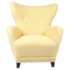 Easy Chair from circa 1930s and Newly Upholstered with Sheep Skin