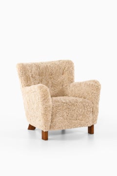 Sessel in Buche, neu gepolstert mit Schafsleder von Fritz Hansen, 1938