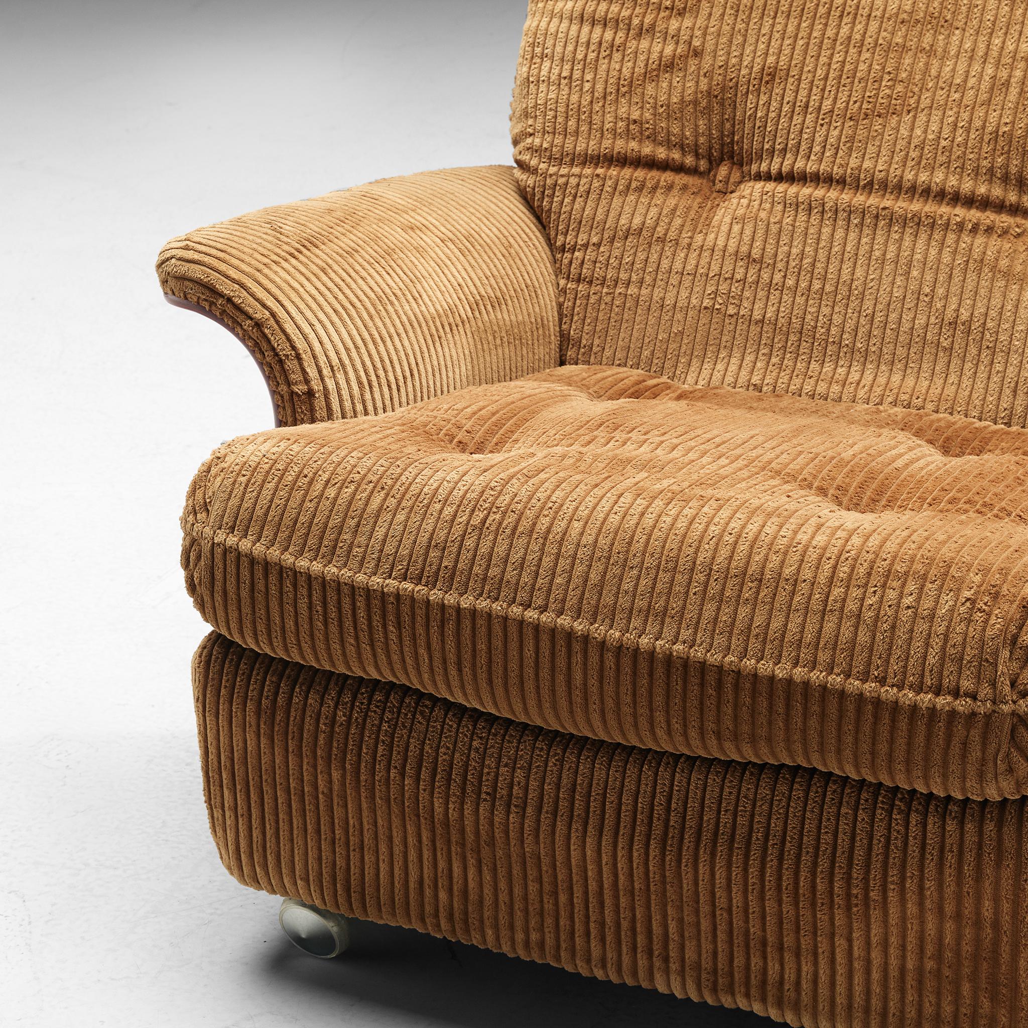 Fabric Easy Chair in Light Brown Corduroy