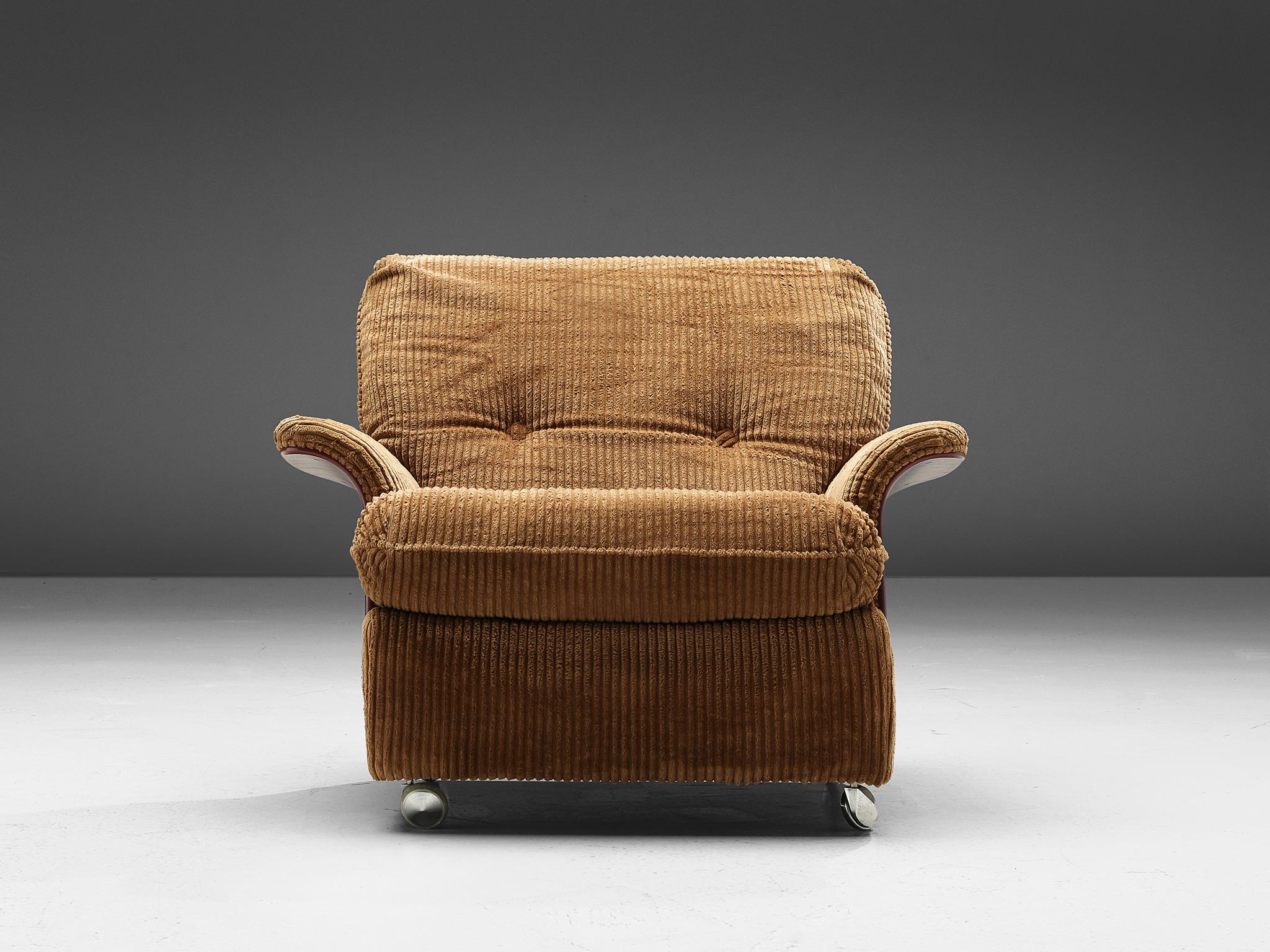 20th Century Easy Chair in Light Brown Corduroy
