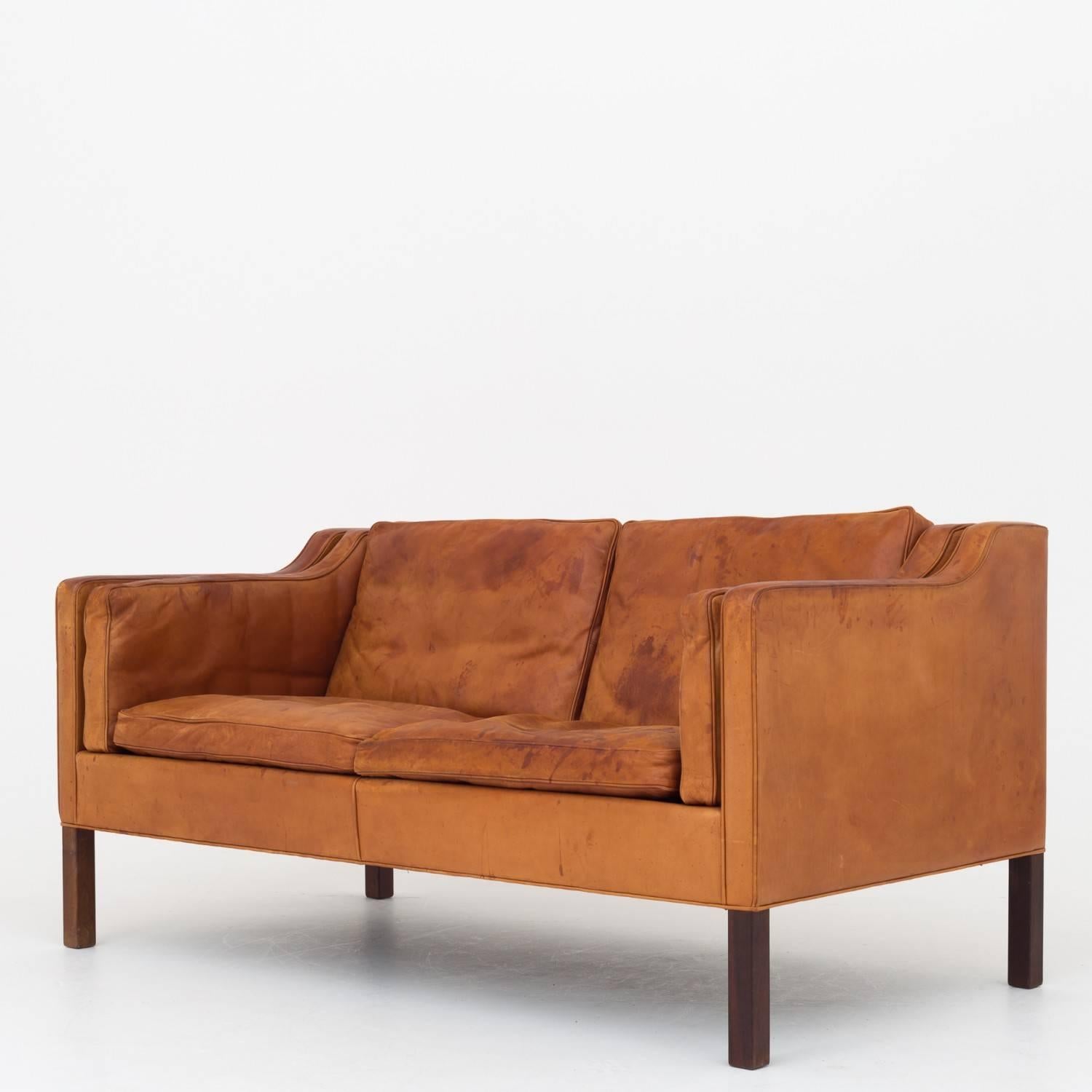 Danish Easy Chair in Natural Leather, BM 2207, Børge Mogensen