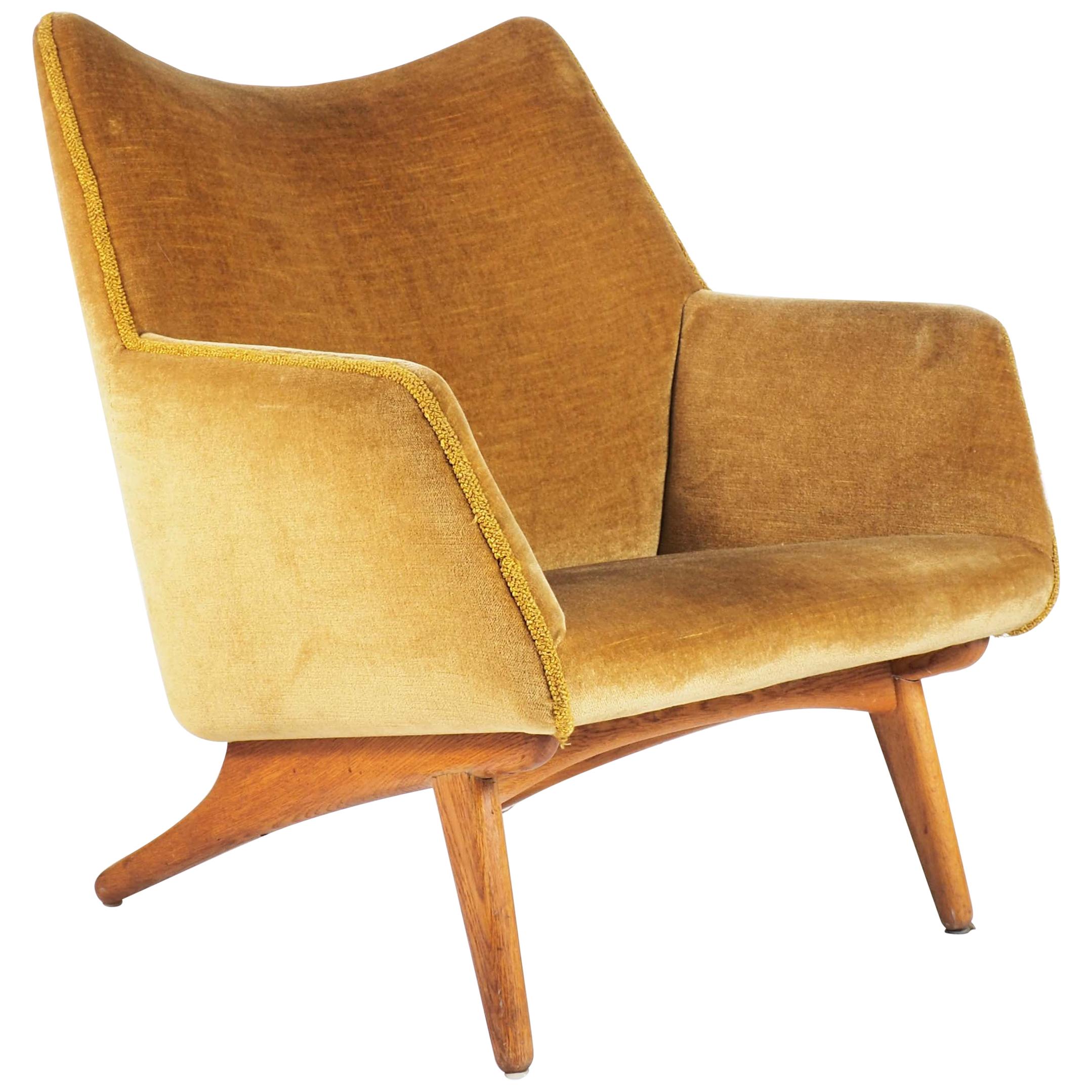 Easy Chair in Oak and Fabric by Illum Wikkelsø, Denmark