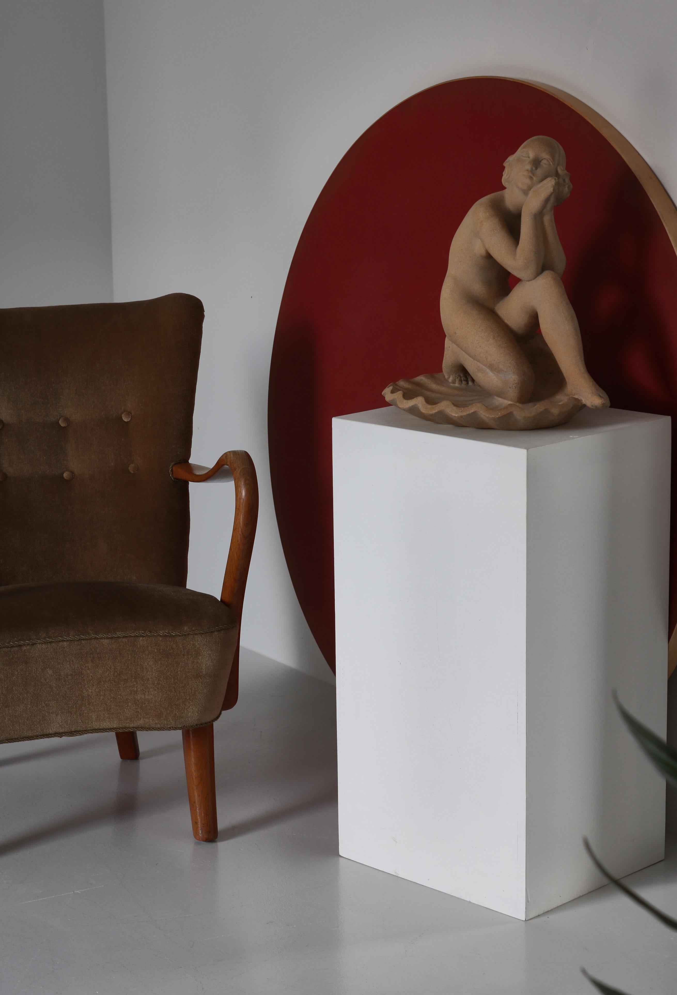 Easy Chair in Oak & Velour by Alfred Christensen for Slagelse Møbelværk, 1950s 13