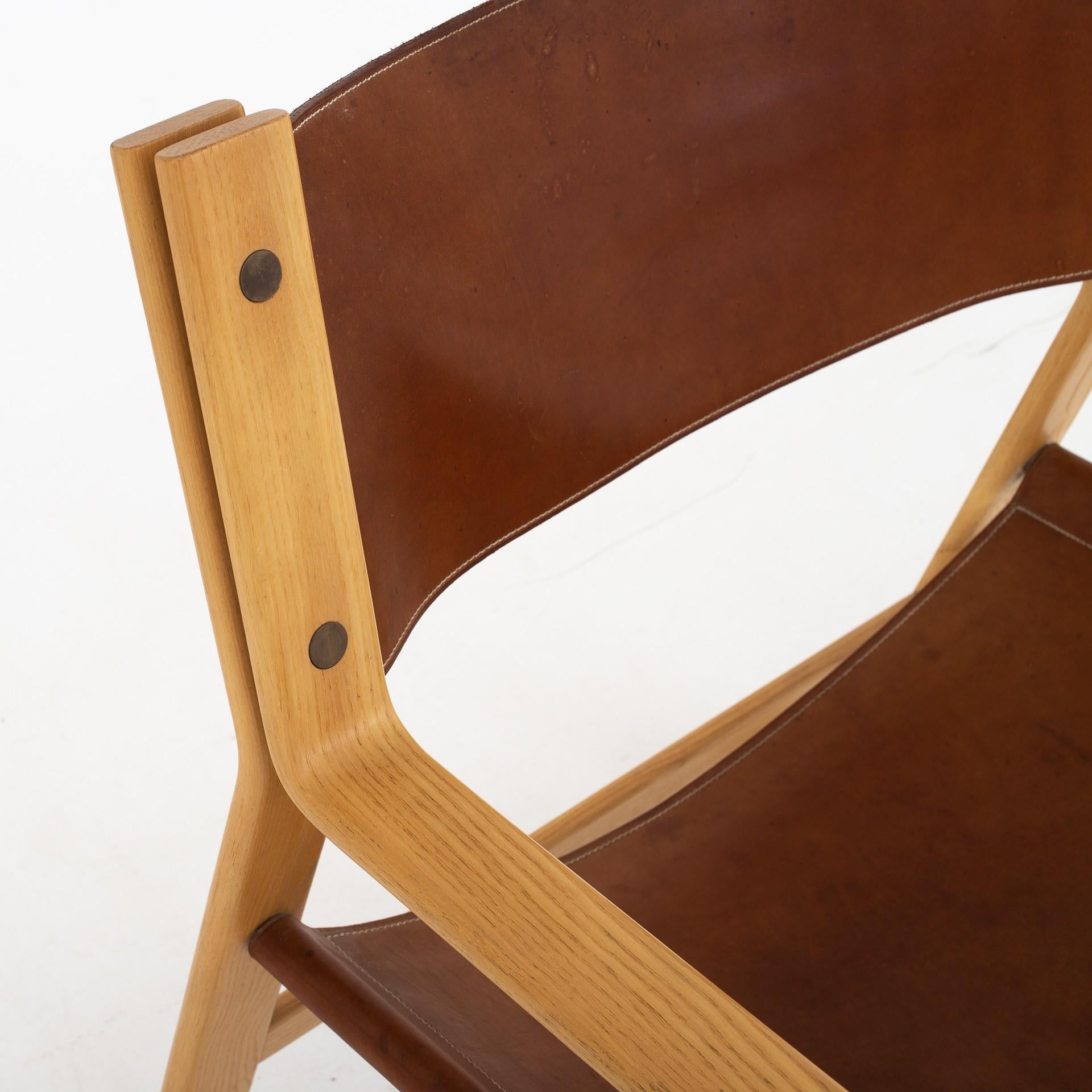 Danish Easy Chair in Original Leather by Hans J. Wegner