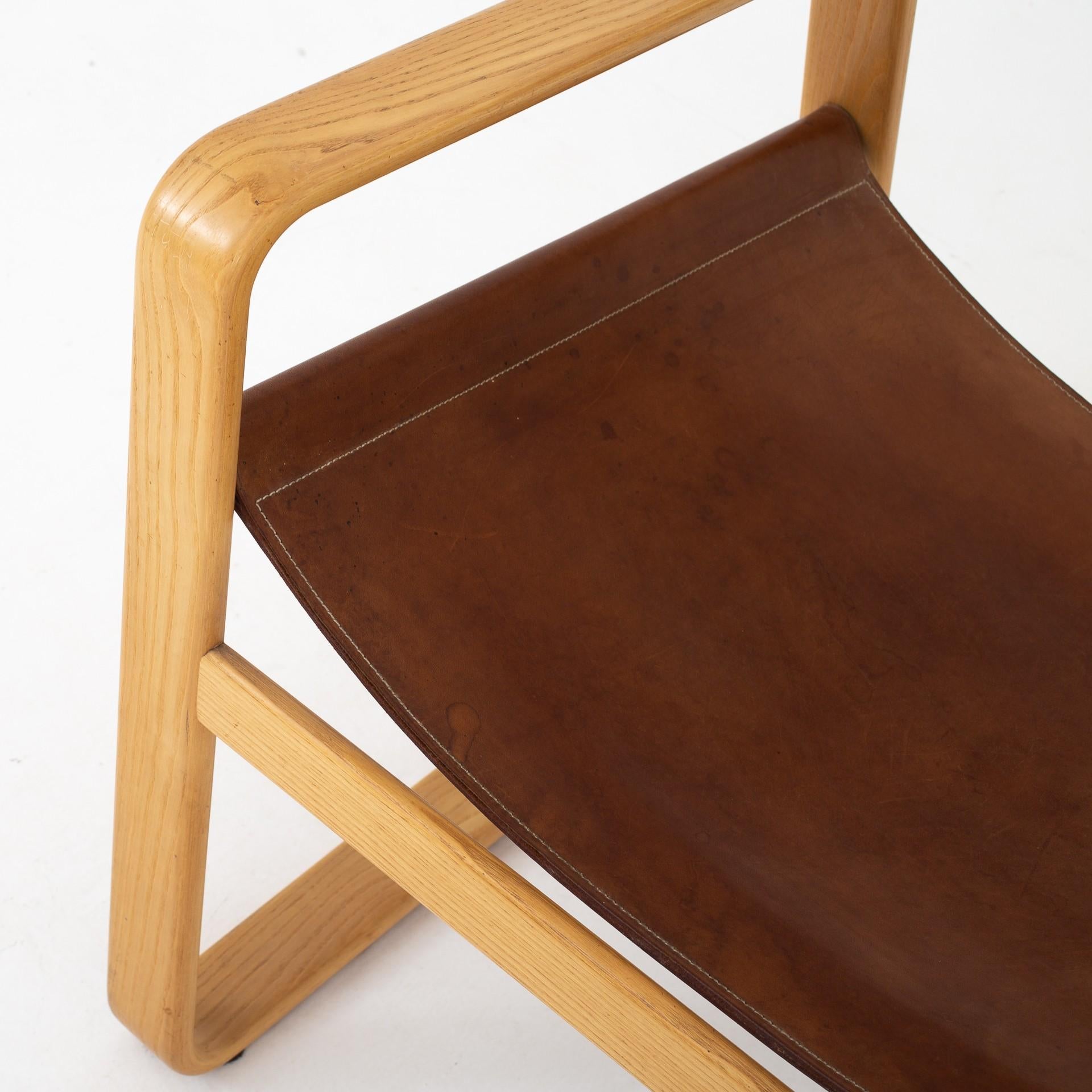 Lacquered Easy Chair in Original Leather by Hans J. Wegner
