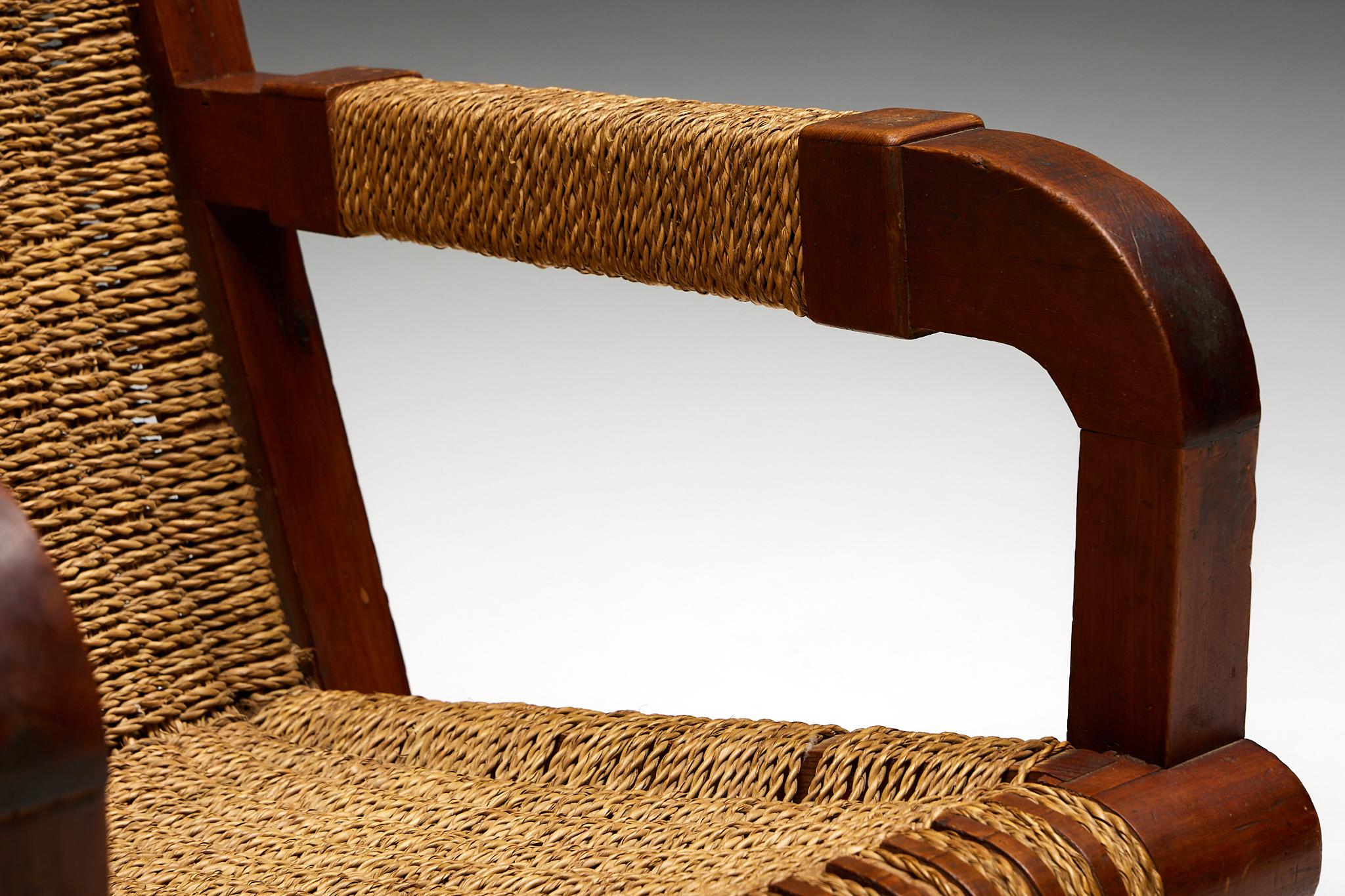 Easy Chair in Rope and Pitch Pine, France, 1930s 4