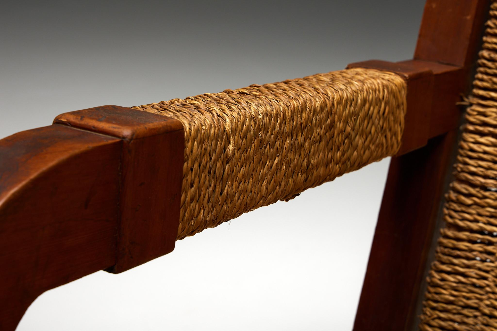 Easy Chair in Rope and Pitch Pine, France, 1930s 5