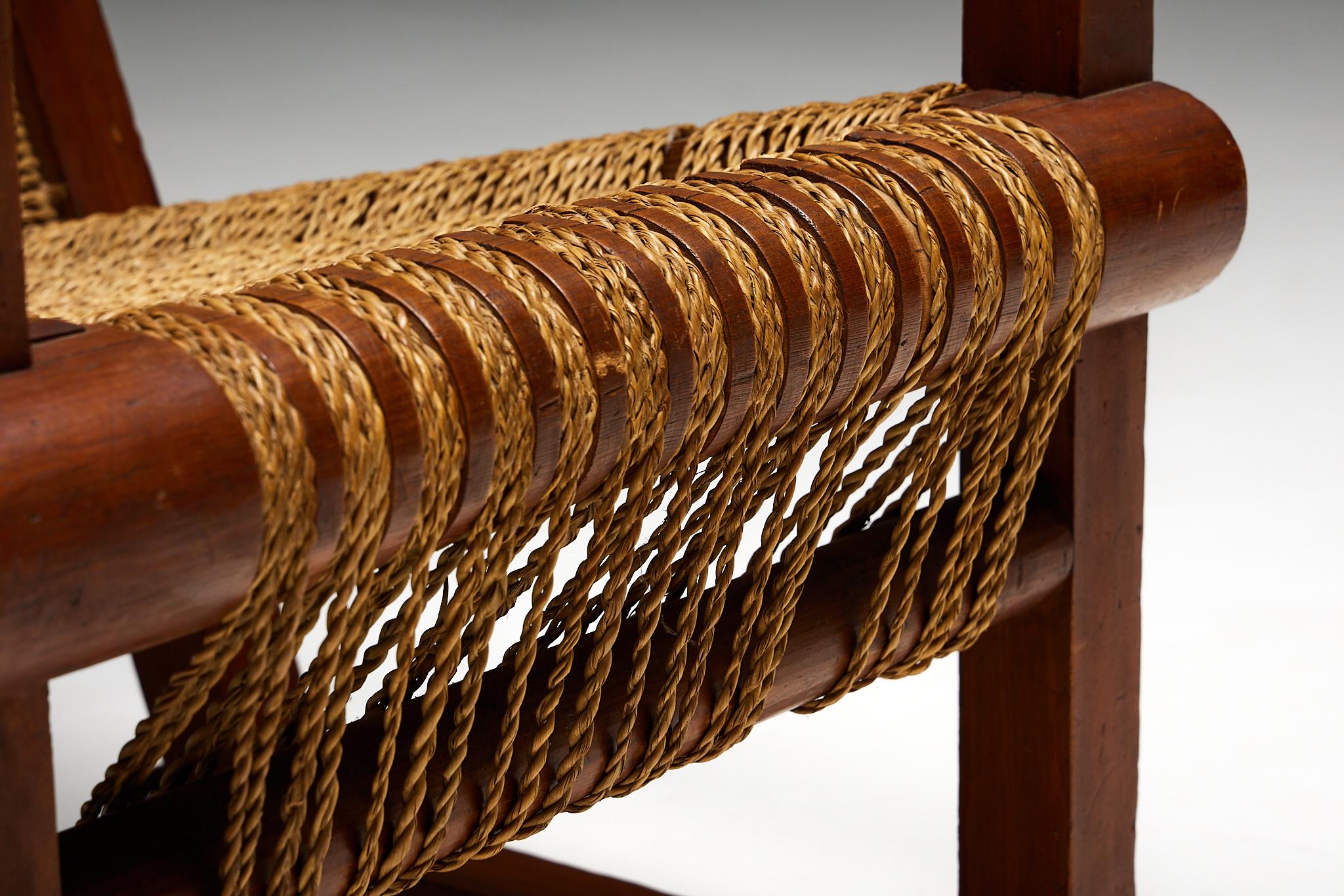 Easy Chair in Rope and Pitch Pine, France, 1930s 6