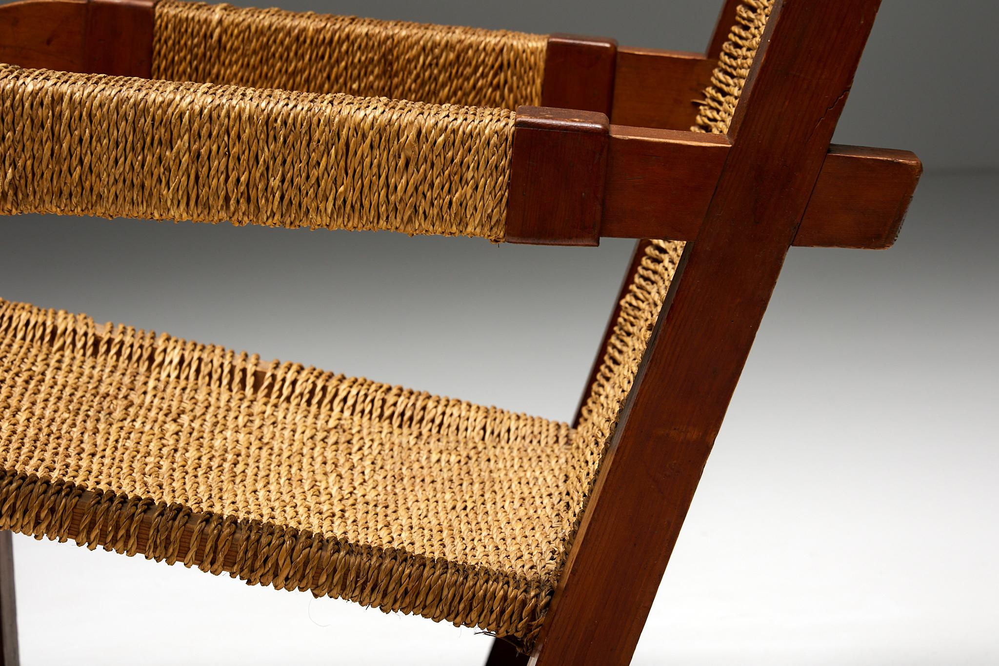 Easy Chair in Rope and Pitch Pine, France, 1930s 7