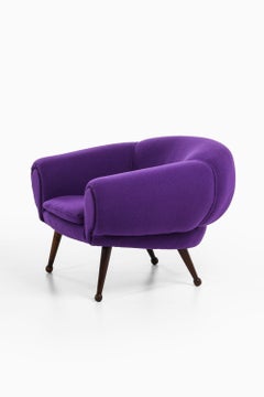 Easy Chair in Rosewood with Upholstered Kvadrat Fabric by Illum Wikkelsø, 1950's