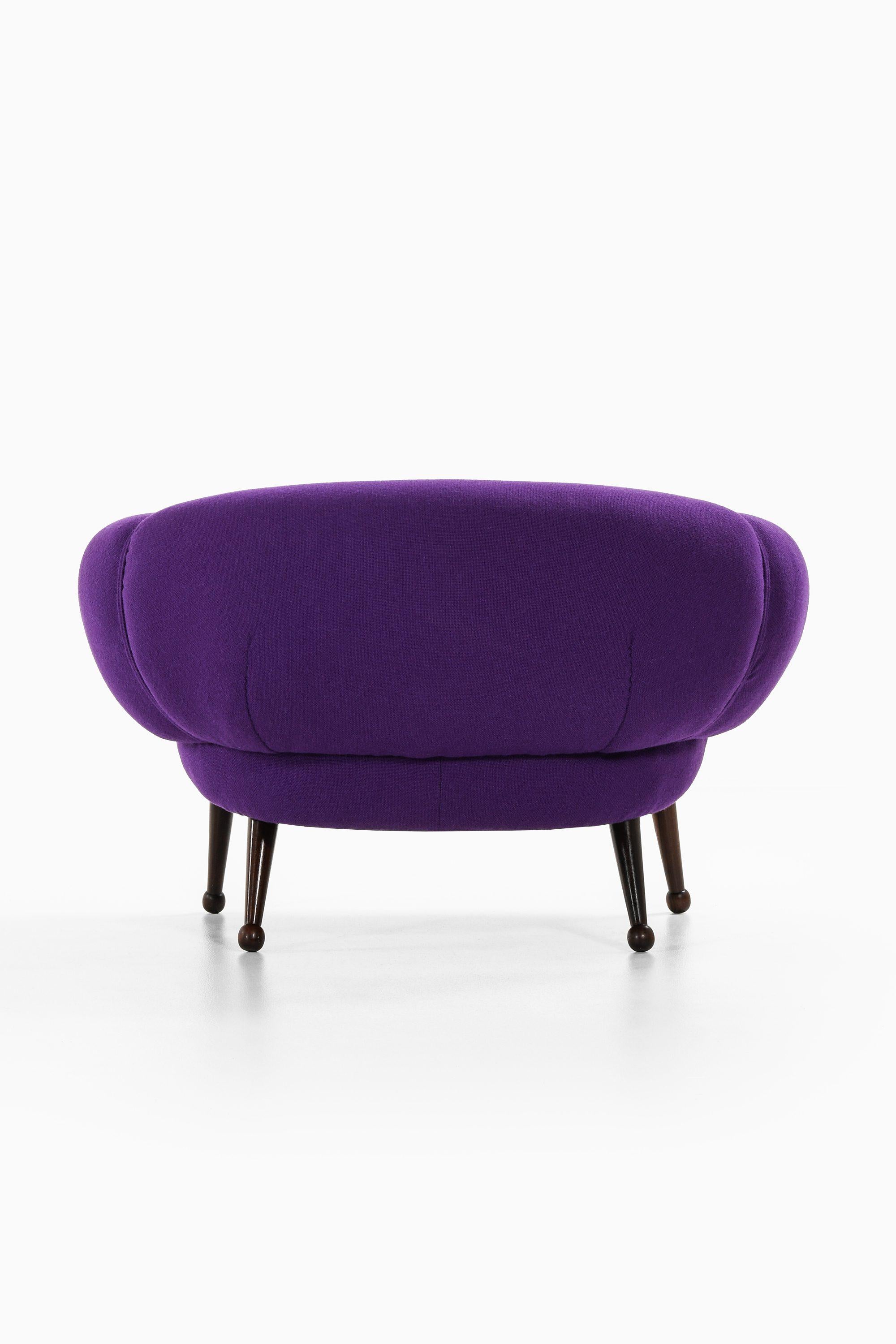 XX secolo Sedia Easy Chair in palissandro con rivestimento in tessuto Kvadrat di Illum Wikkelsø, anni '50 in vendita