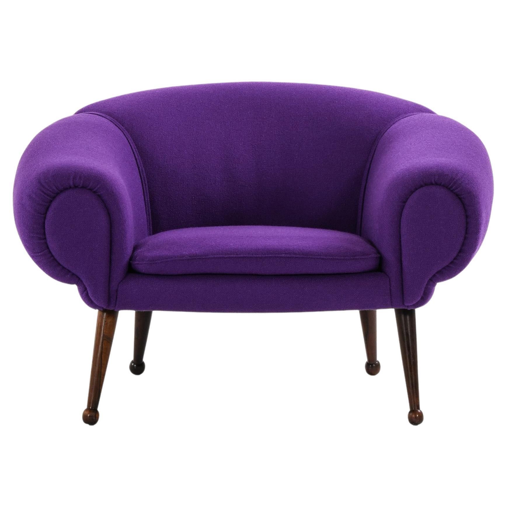 Sedia Easy Chair in palissandro con rivestimento in tessuto Kvadrat di Illum Wikkelsø, anni '50 in vendita