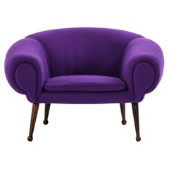 Sedia Easy Chair in palissandro con rivestimento in tessuto Kvadrat di Illum Wikkelsø, anni '50
