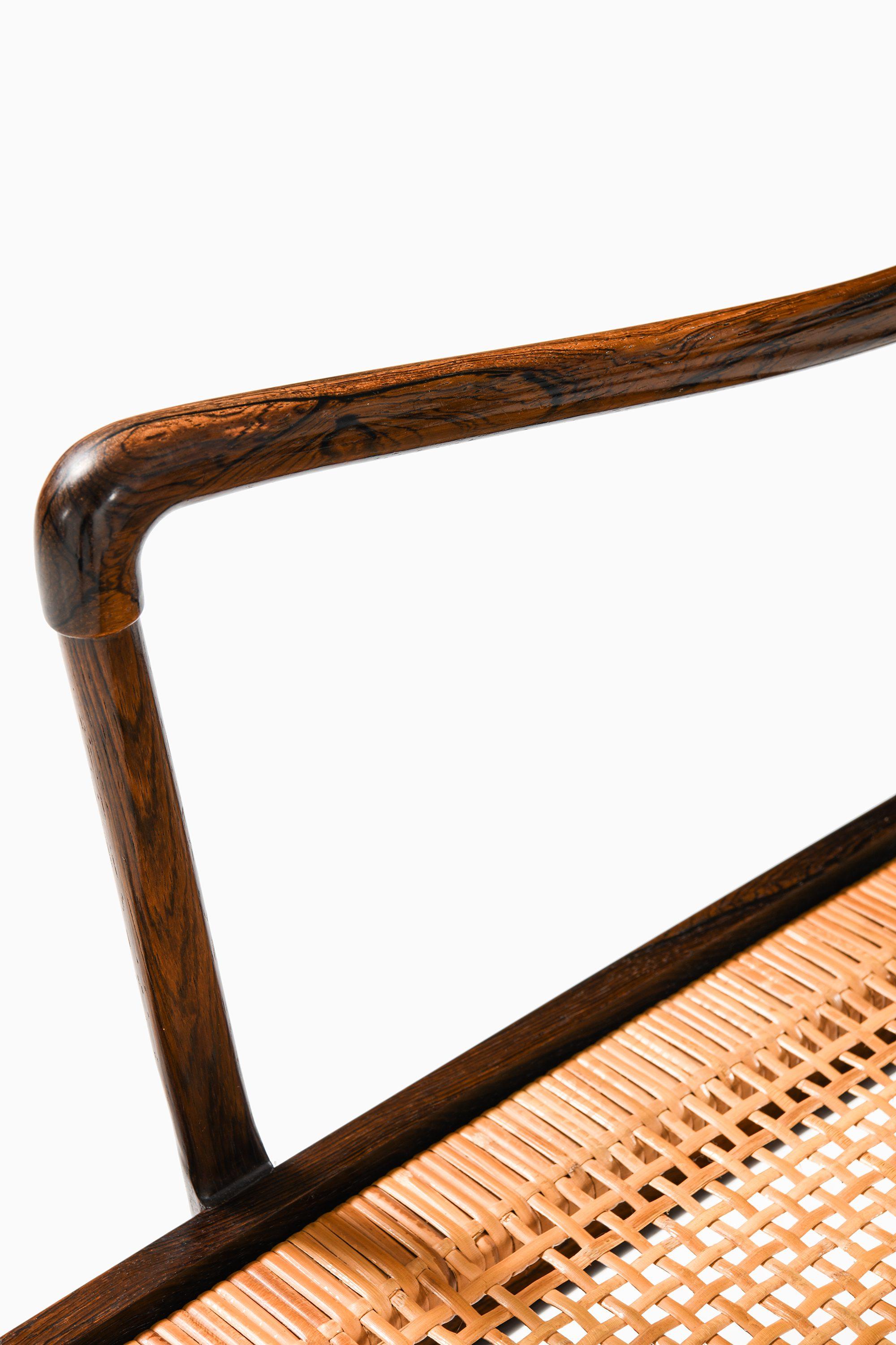 Easy Chair in Rosewood, Woven Cane and Original Leather by Ole Wanscher, 1960's For Sale 4