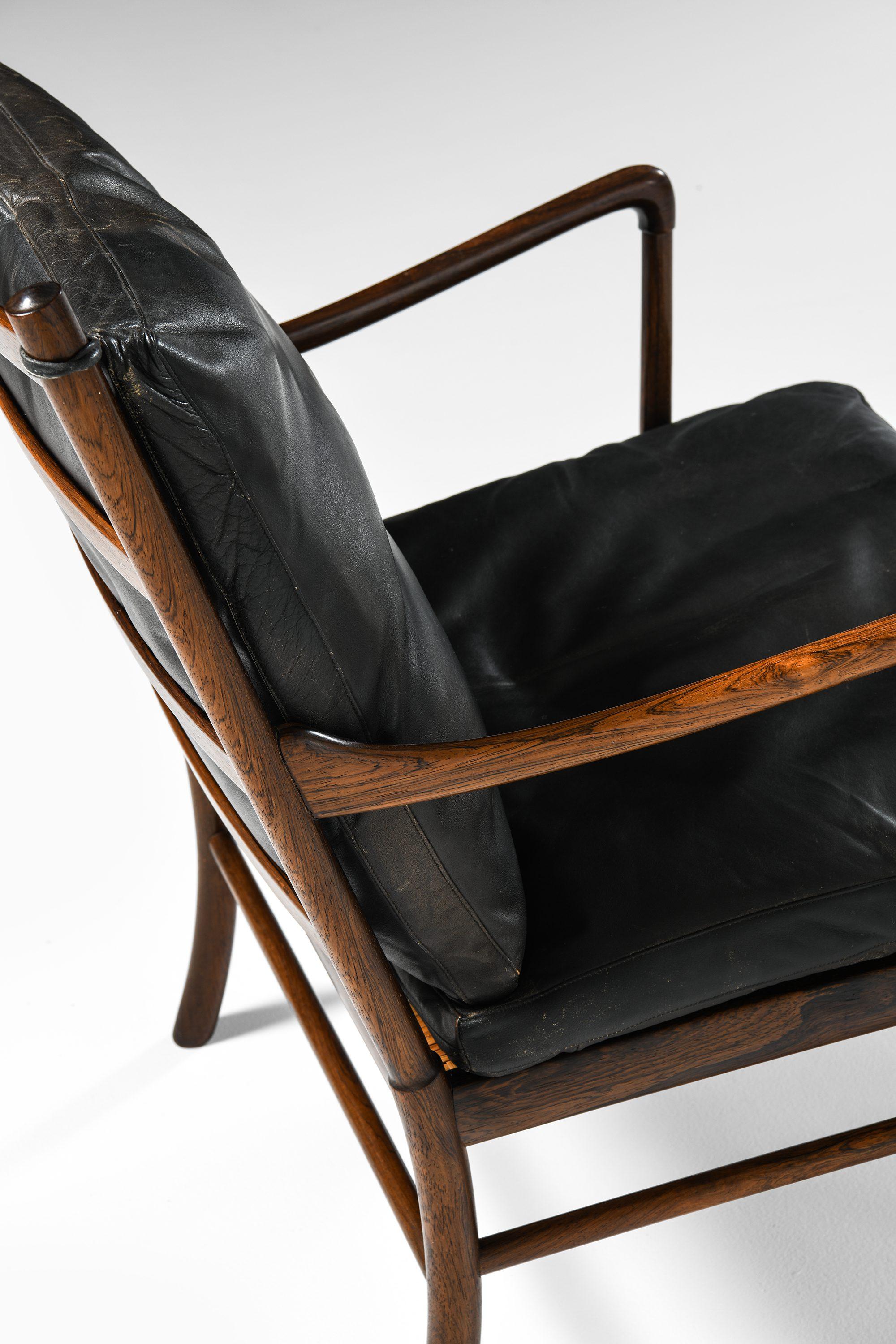 20th Century Easy Chair in Rosewood, Woven Cane and Original Leather by Ole Wanscher, 1960's For Sale