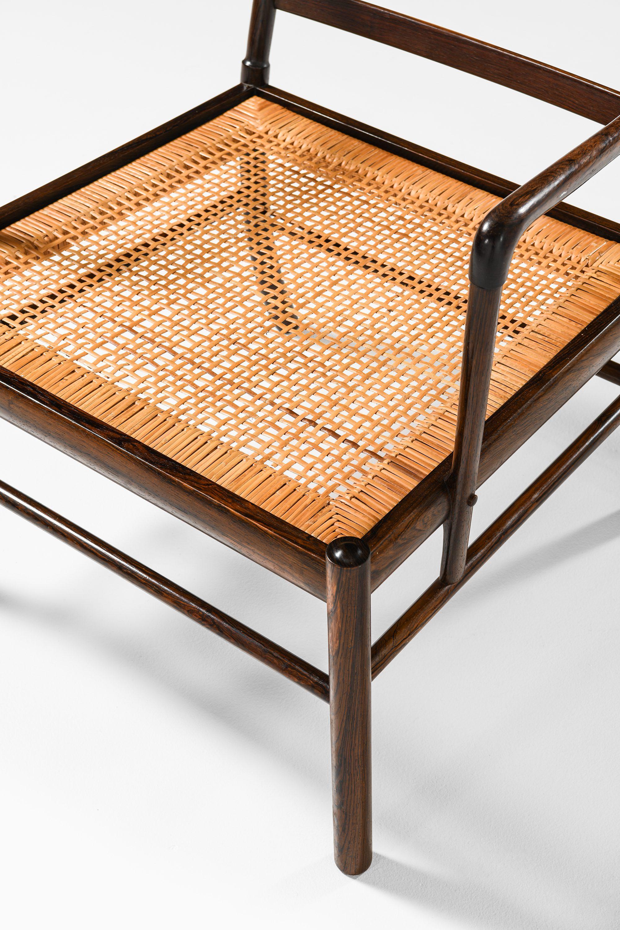Easy Chair in Rosewood, Woven Cane and Original Leather by Ole Wanscher, 1960's For Sale 2
