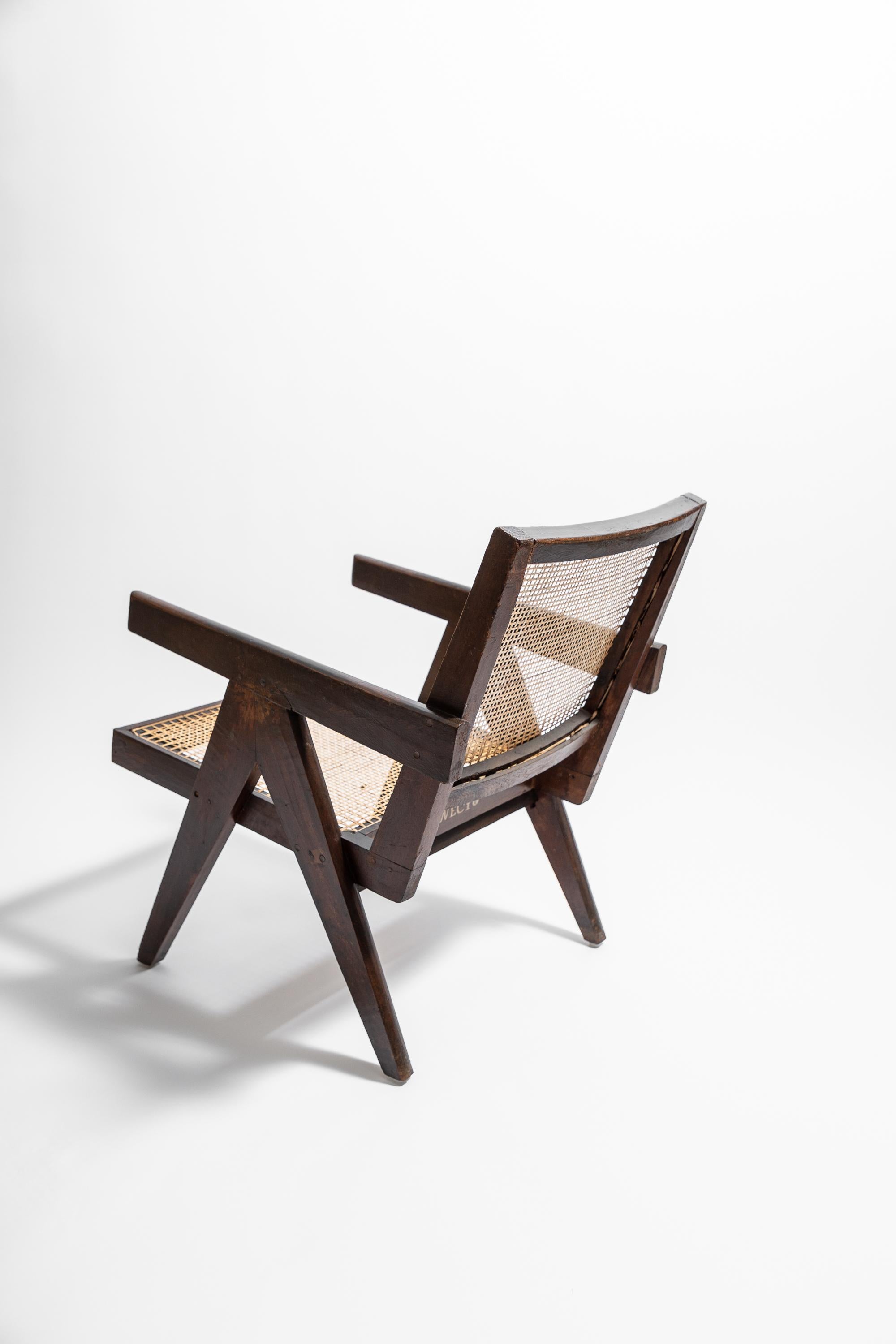 Easy Chair in Sissoo by Pierre Jeanneret, circa 1955 In Good Condition For Sale In London, GB