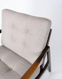 Easy Chair aus Teakholz und neu gepolsterten grauen Wollsitzen von Kai Kristiansen