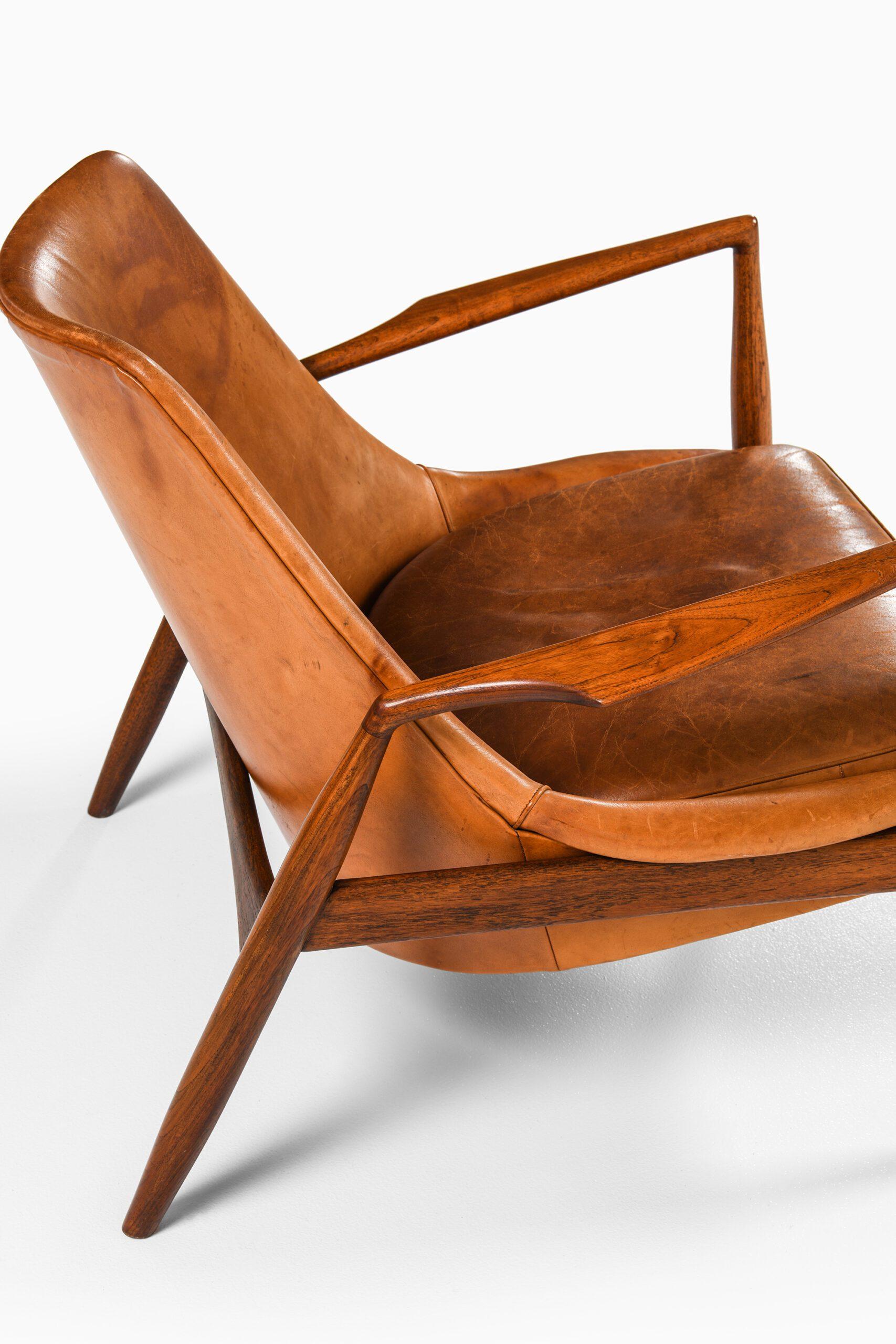 Fauteuil en teck et cuir cognac original par Ib Kofod-Larsen, années 1950 en vente 8