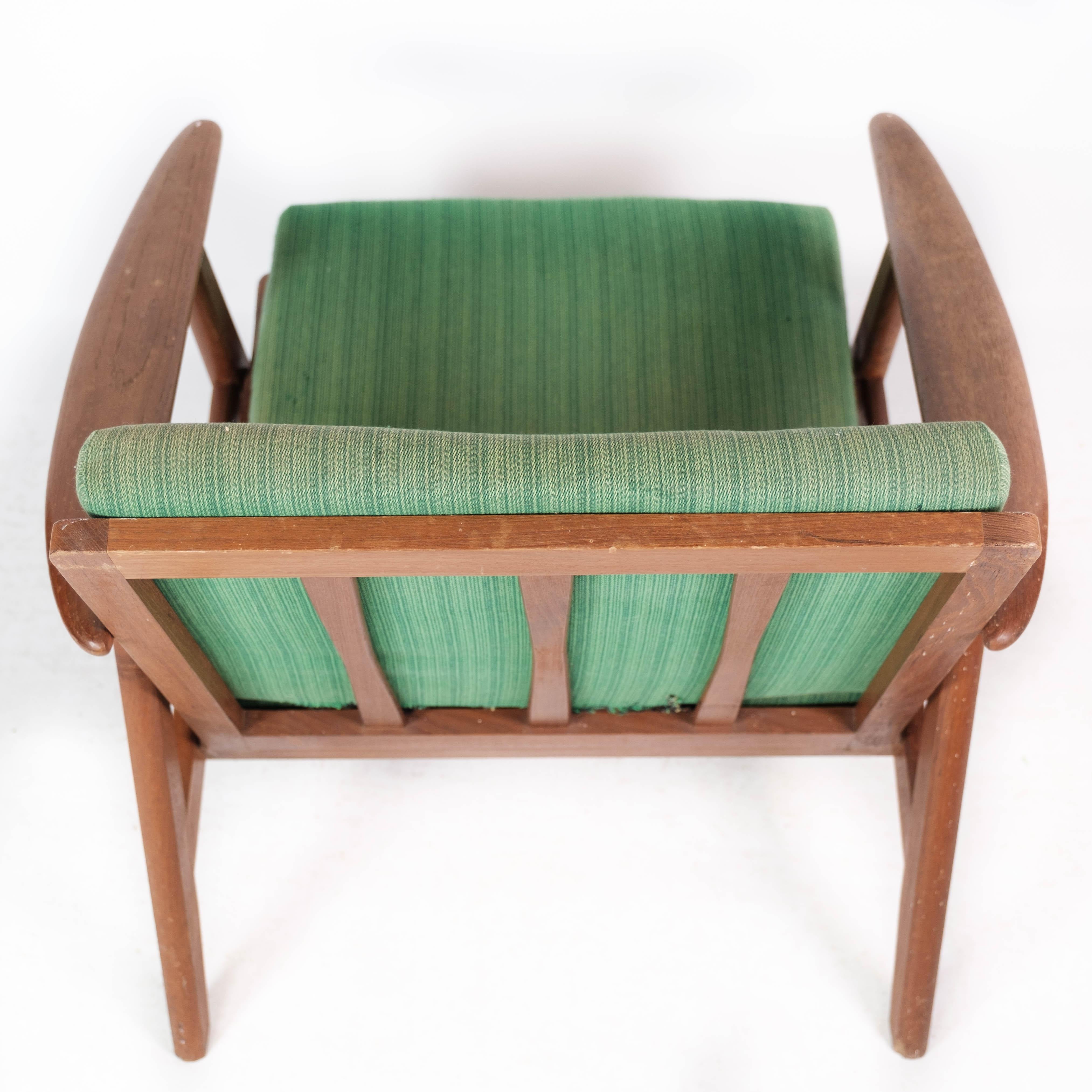 Sessel aus Teakholz und mit grüner Polsterung im dänischen Design der 1960er Jahre im Angebot 3
