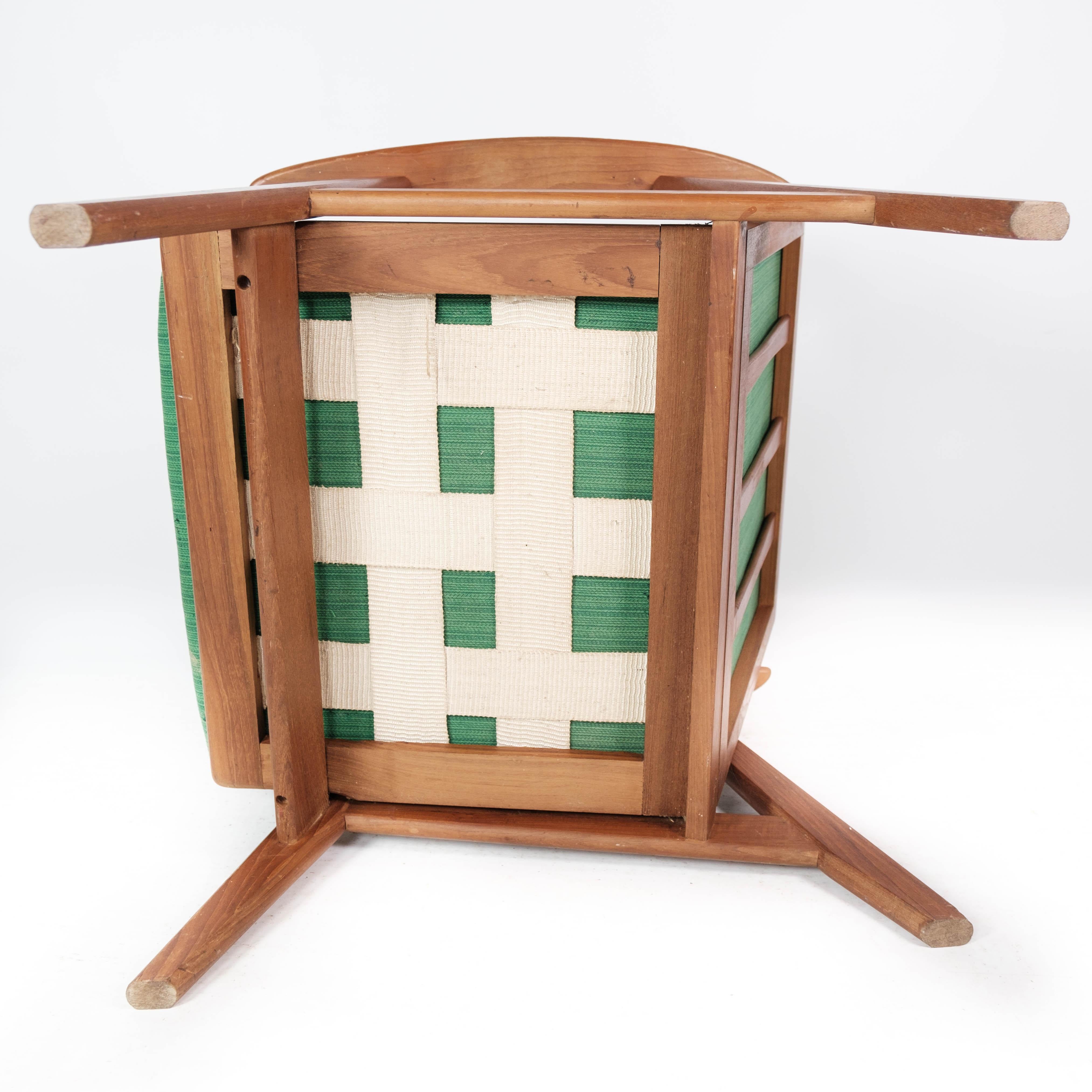 Sessel aus Teakholz und mit grüner Polsterung im dänischen Design der 1960er Jahre im Angebot 6