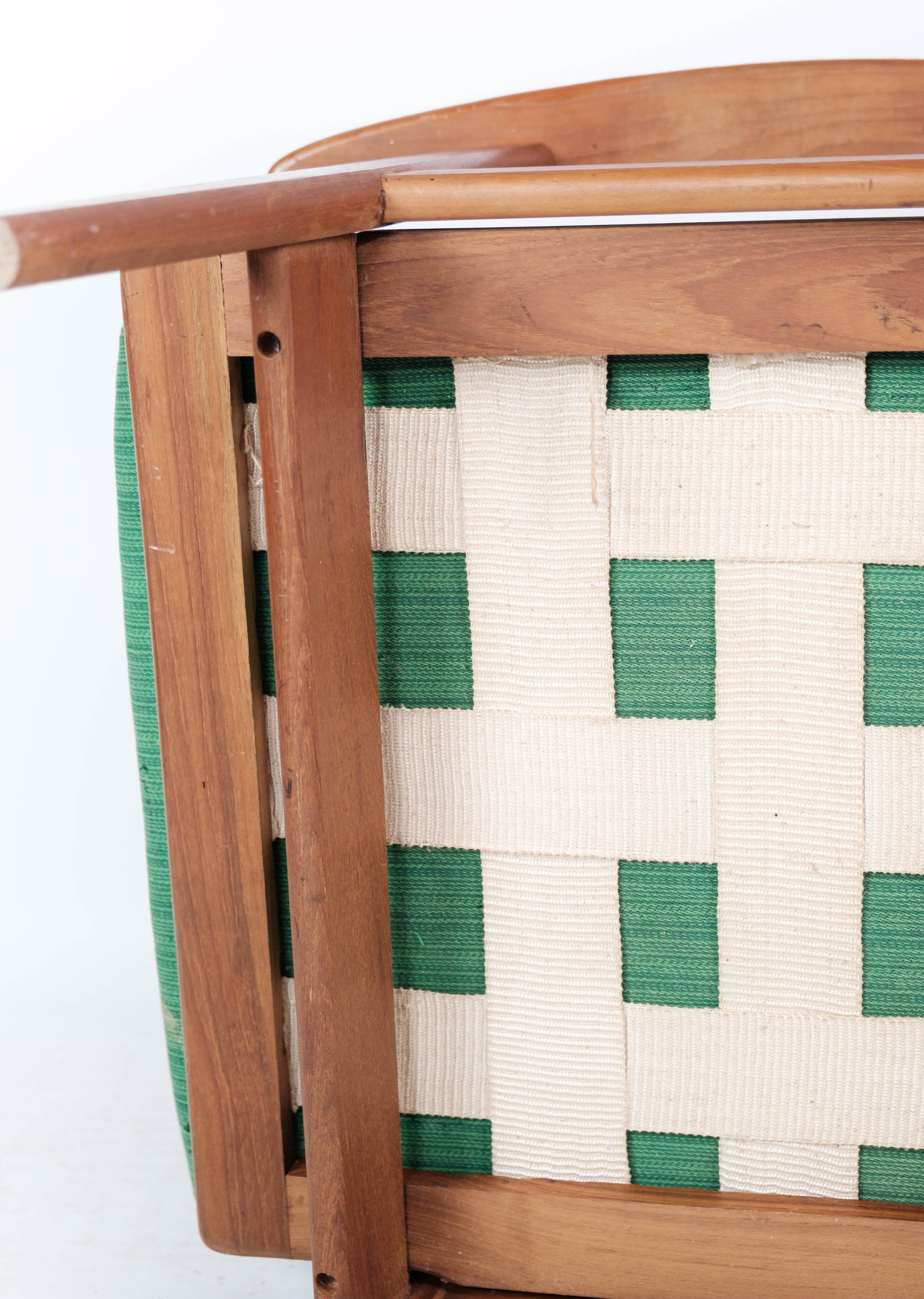 Sessel aus Teakholz und mit grüner Polsterung im dänischen Design der 1960er Jahre im Angebot 7
