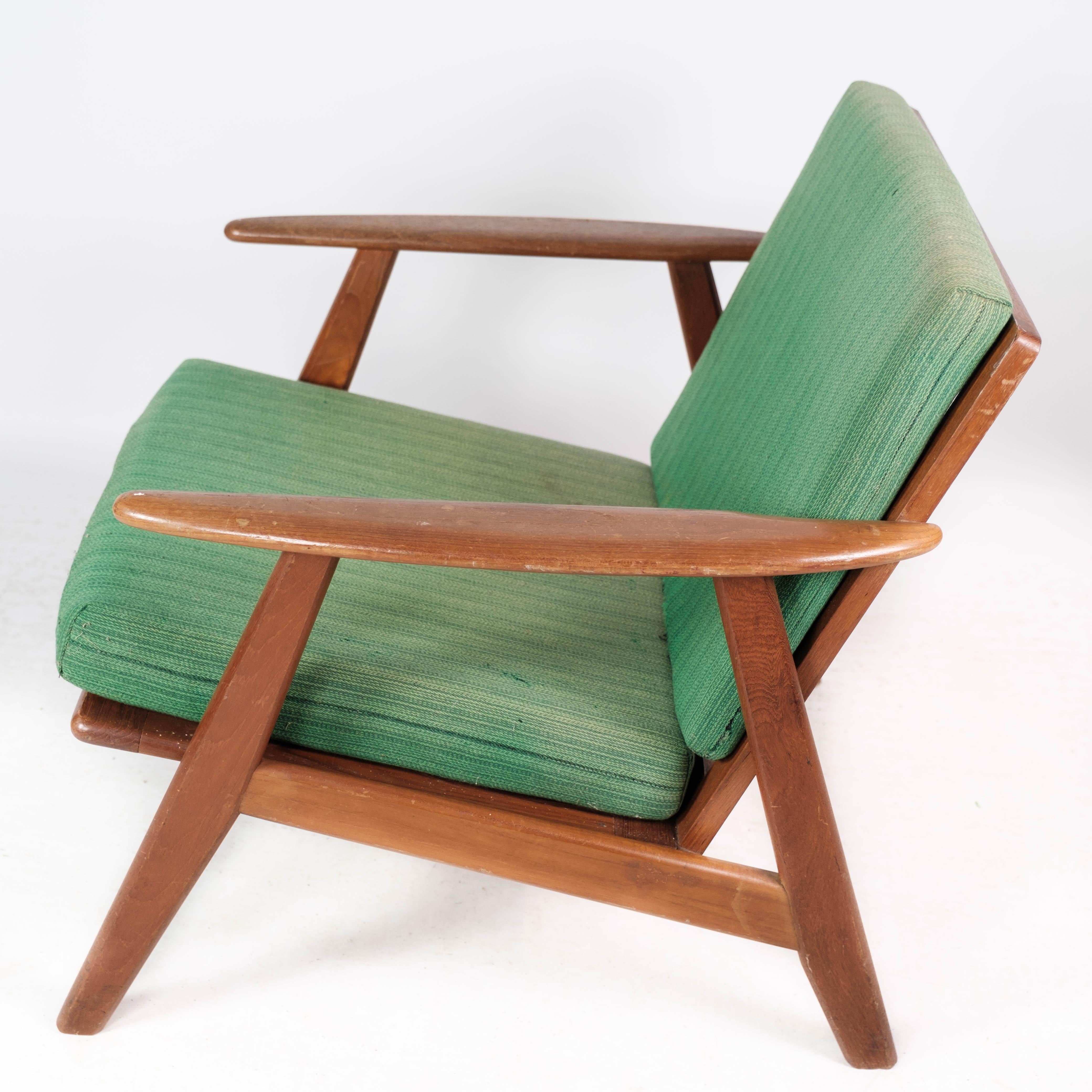 Sessel aus Teakholz und mit grüner Polsterung im dänischen Design der 1960er Jahre im Zustand „Gut“ im Angebot in Lejre, DK