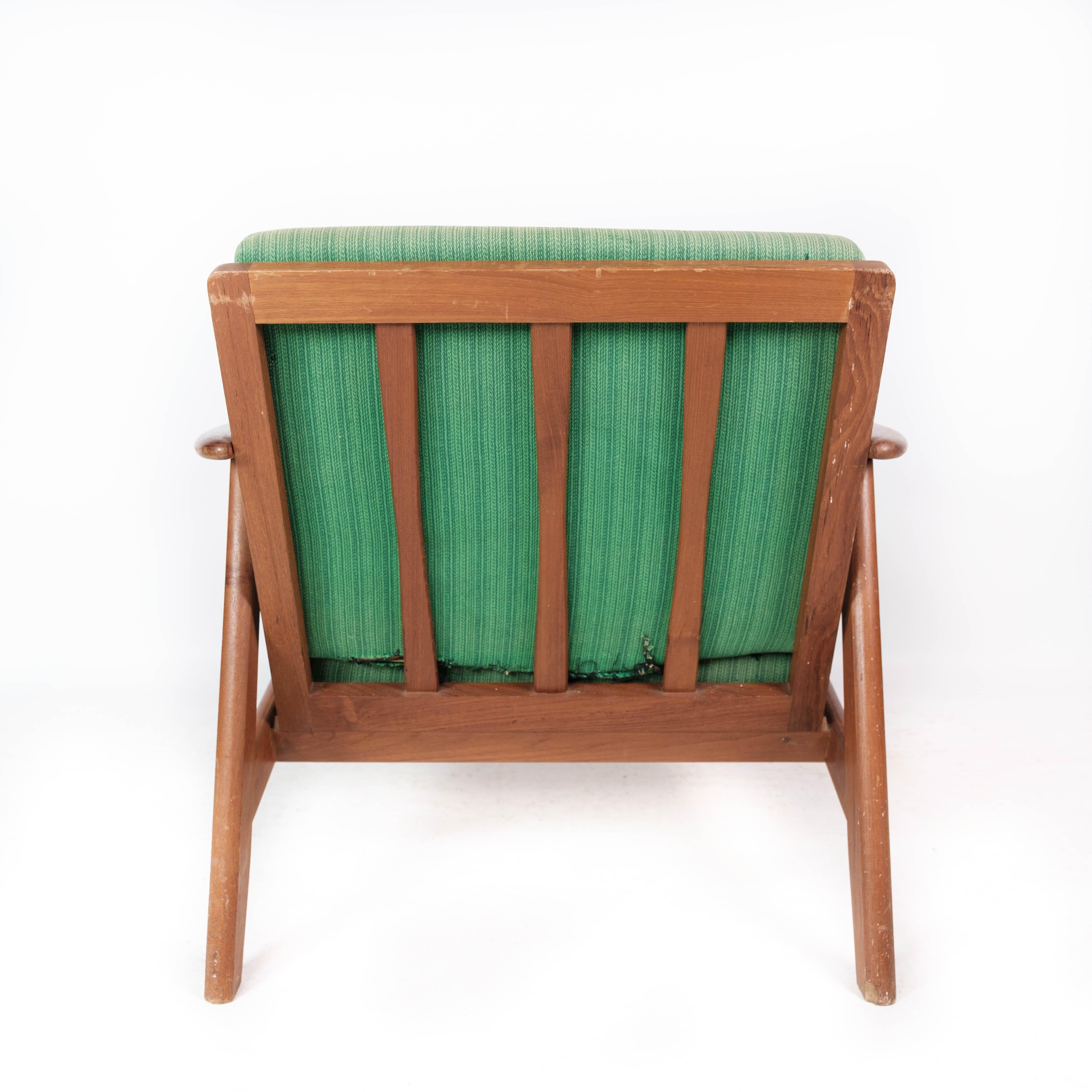 Sessel aus Teakholz und mit grüner Polsterung im dänischen Design der 1960er Jahre im Angebot 2