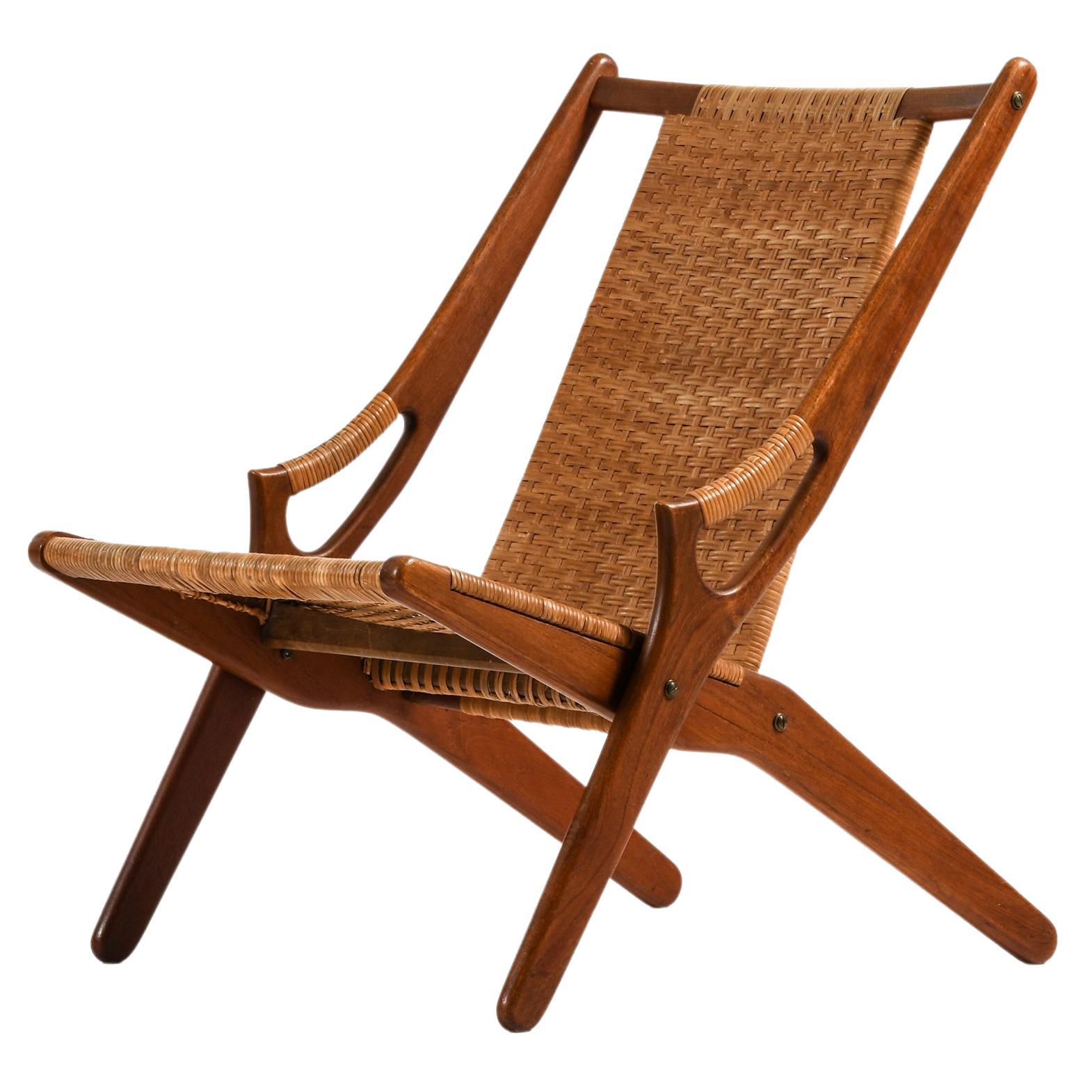 Easy Chair in Teak and Woven Cane by Arne Hovmand-Olsen, 1950's