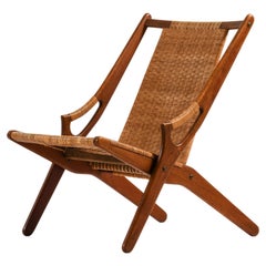 Fauteuil en teck et canne tissée d'Arne Hovmand-Olsen, années 1950