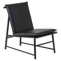 Easy Chair, Lounge Chair in Black Beechwood with Natural Leather Seat
