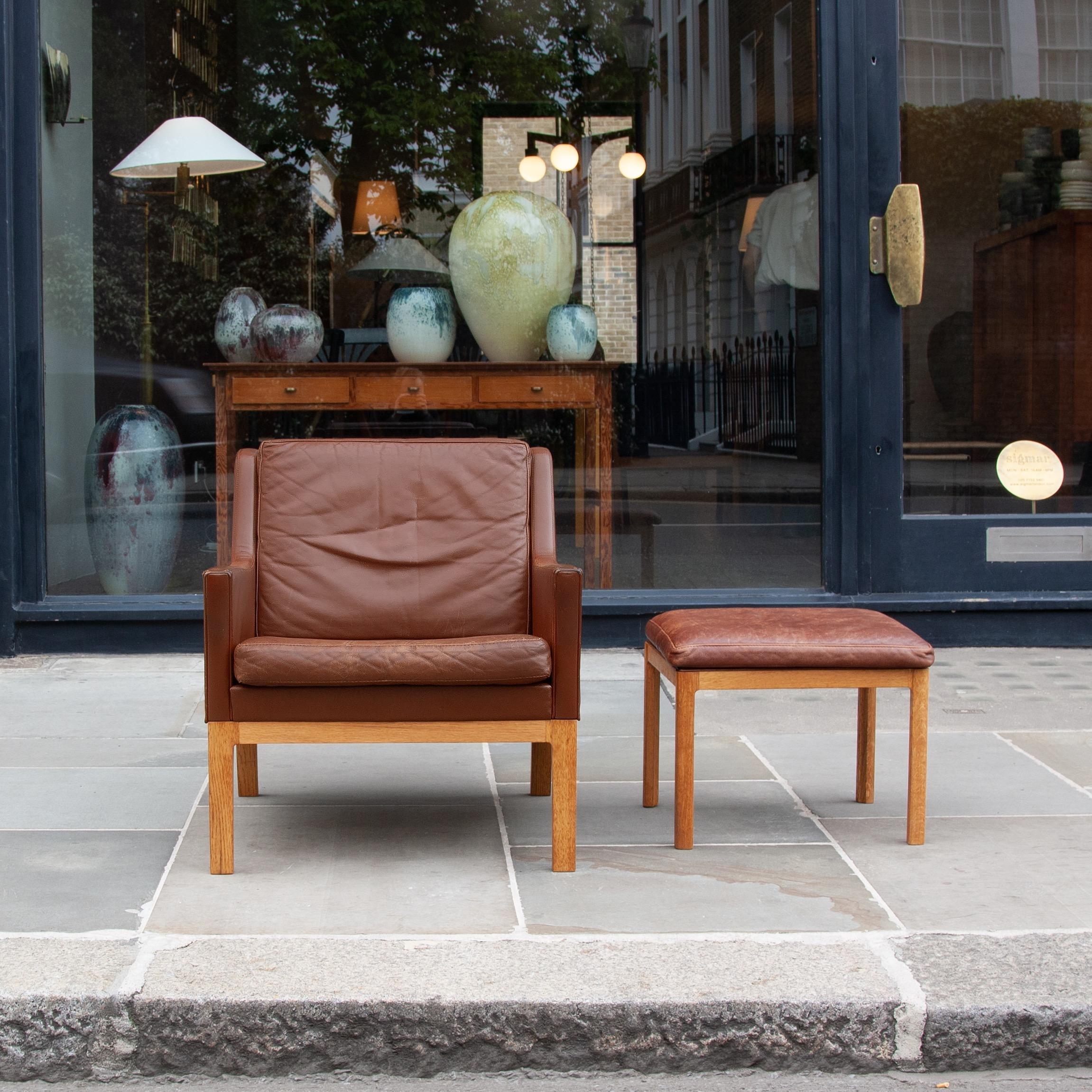 Leather Easy Chair Model 39 by Kai Lyngfeldt Larsen & Søren Willadsen, Denmark, 1965 For Sale
