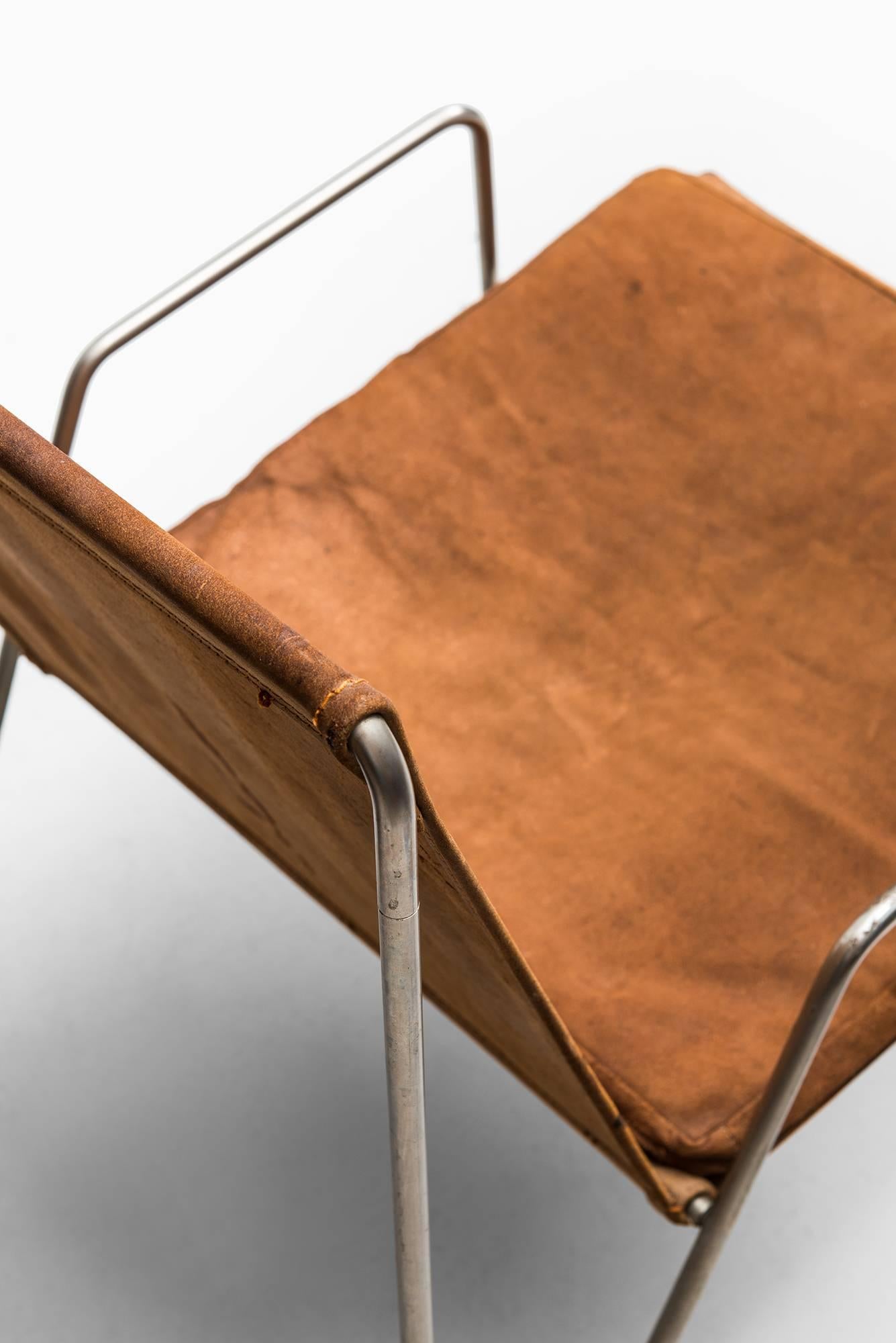 Steel Easy Chair Model Bachelor by Verner Panton Produced by Fritz Hansen in Denmark