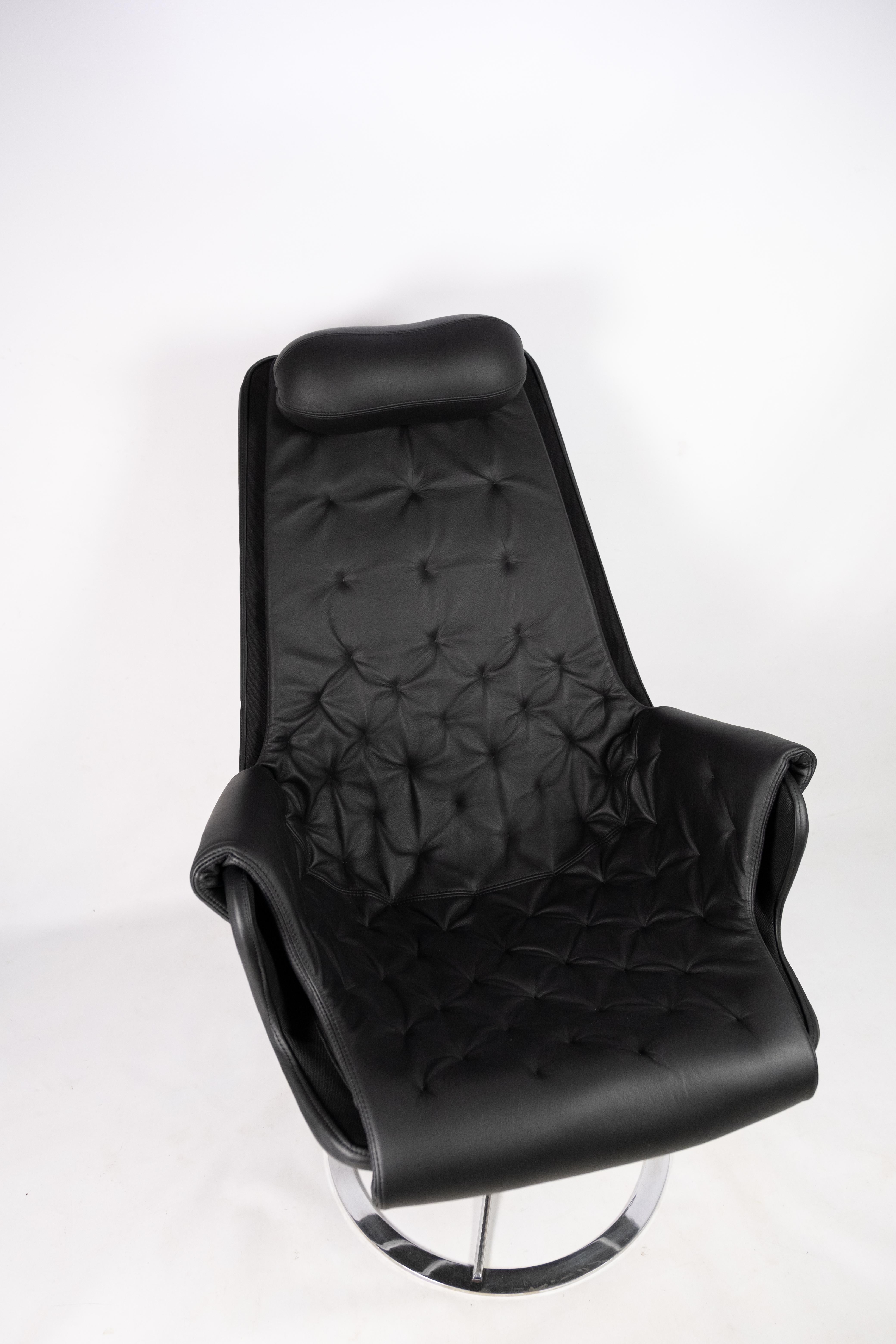 Easy Chair, Model Jetson 69, in Black Leather Designed by Bruno Mathsson, 1970s In Good Condition In Lejre, DK