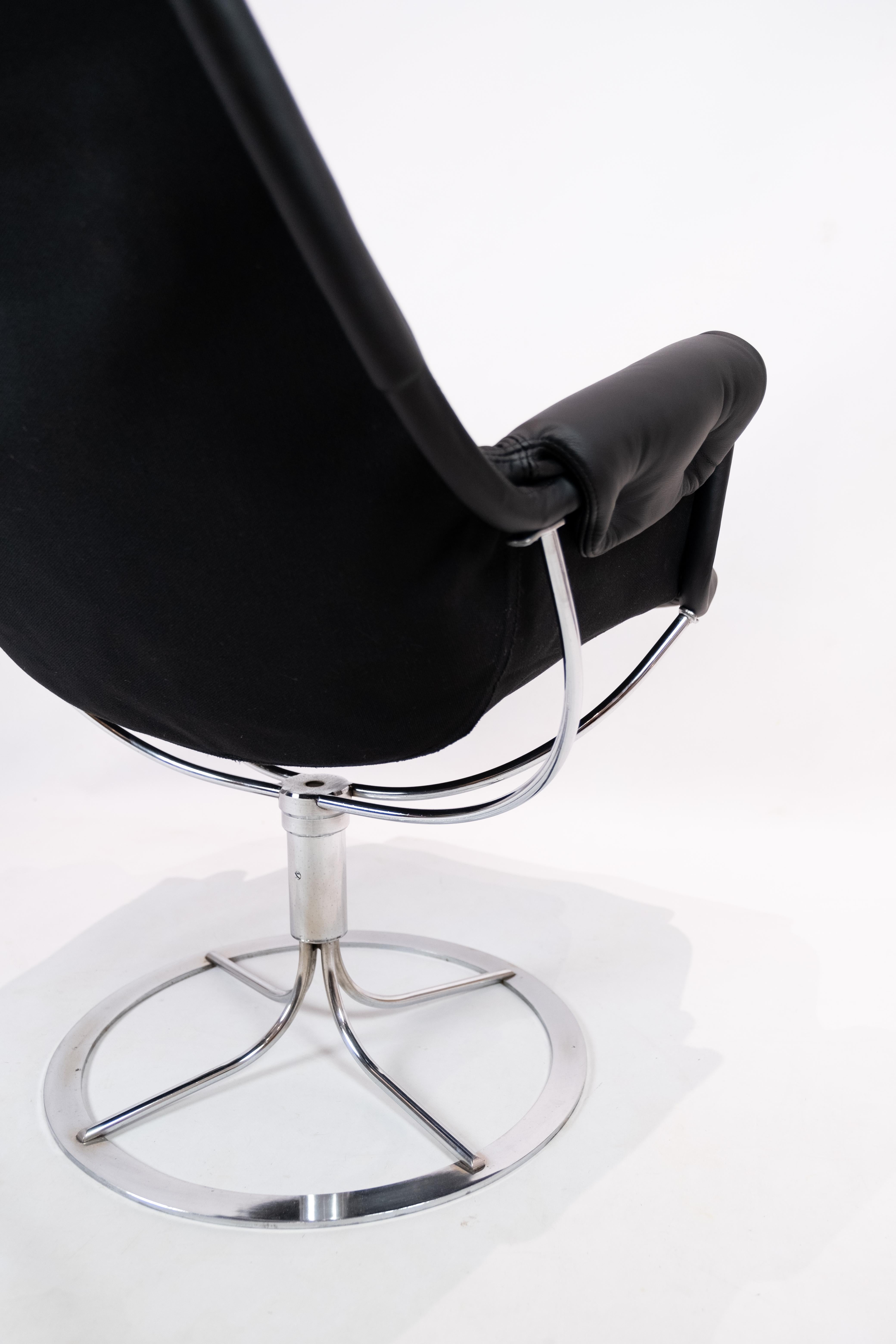 Easy Chair, Model Jetson 69, in Black Leather Designed by Bruno Mathsson, 1970s 2