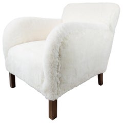Easy Chair Newly Upholstered with Sheep Wool by Fritz Hansen, 1930s
