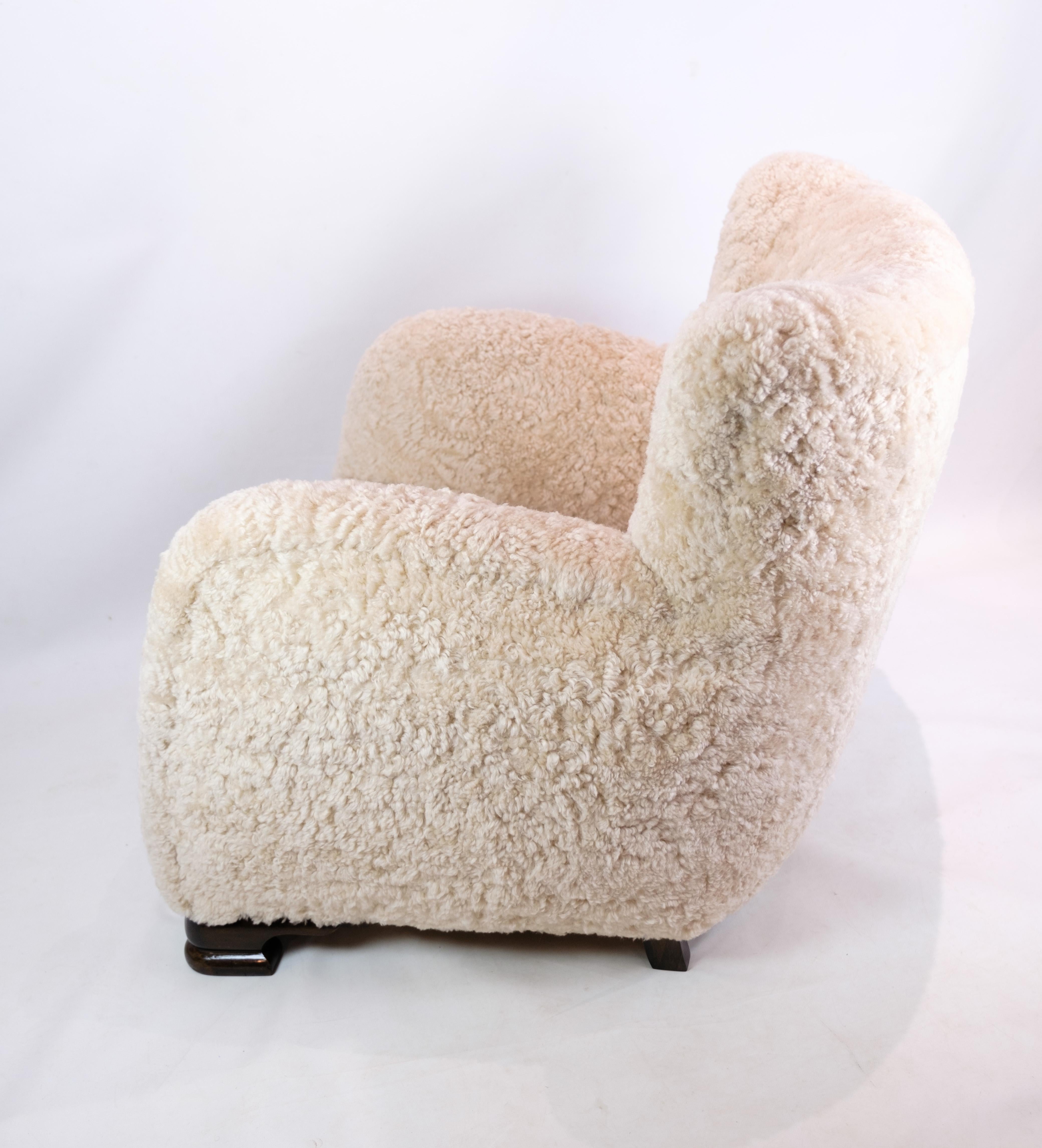 Easy Chair of a Danish Designer in Sheepskin from the 1940s  For Sale 6