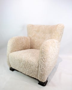 Easy Chair of a Danish Designer in Sheepskin from the 1940s