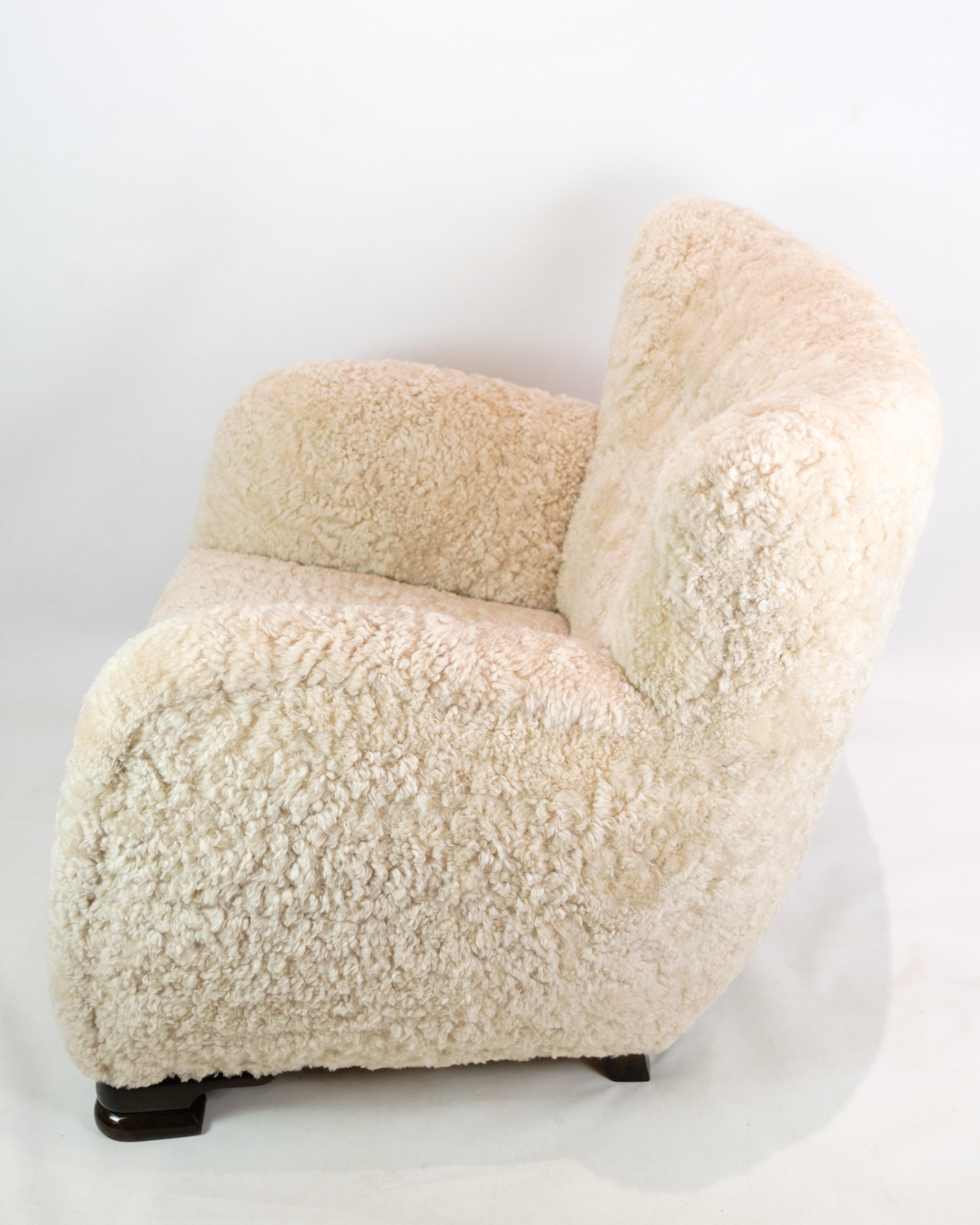 Easy Chair of a Danish Designer in Sheepskin from the 1940s  For Sale 2